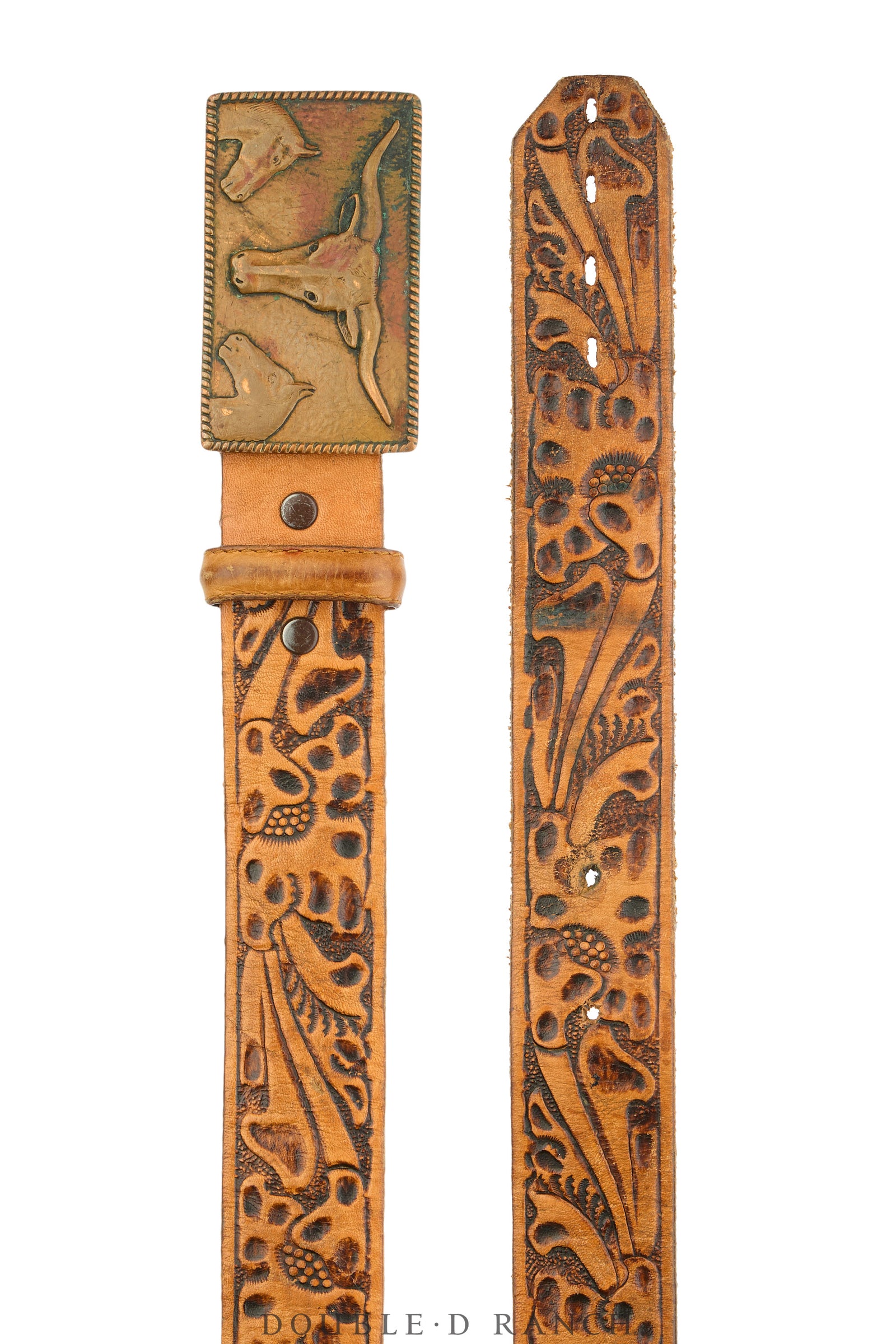 Belt, A Vintage, Buckle Kitsch, Copper, Longhorn, Vintage, 1070