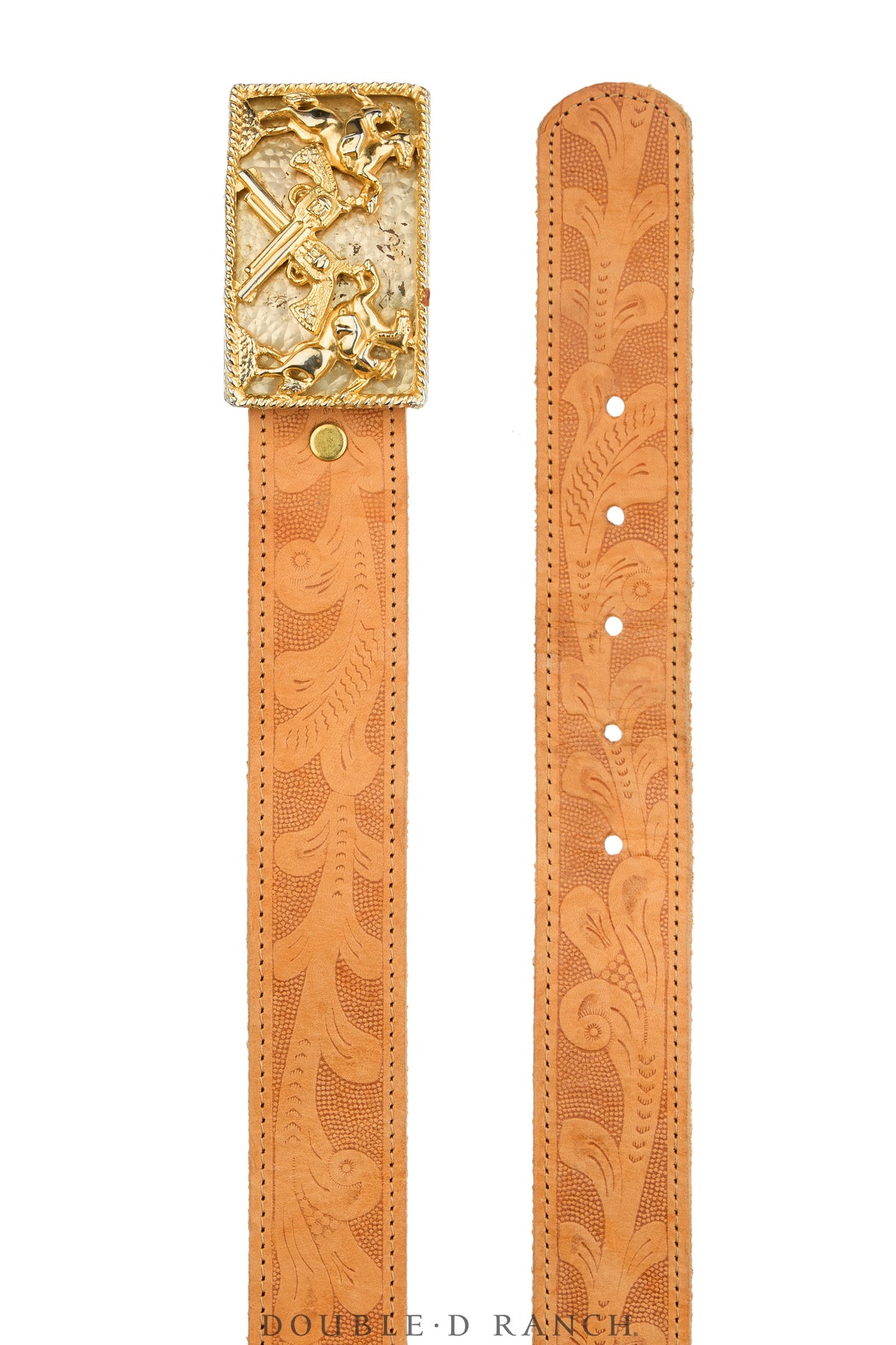 Belt, A Vintage, Buckle Kitsch, Horses & Pistols, Vintage, 1076