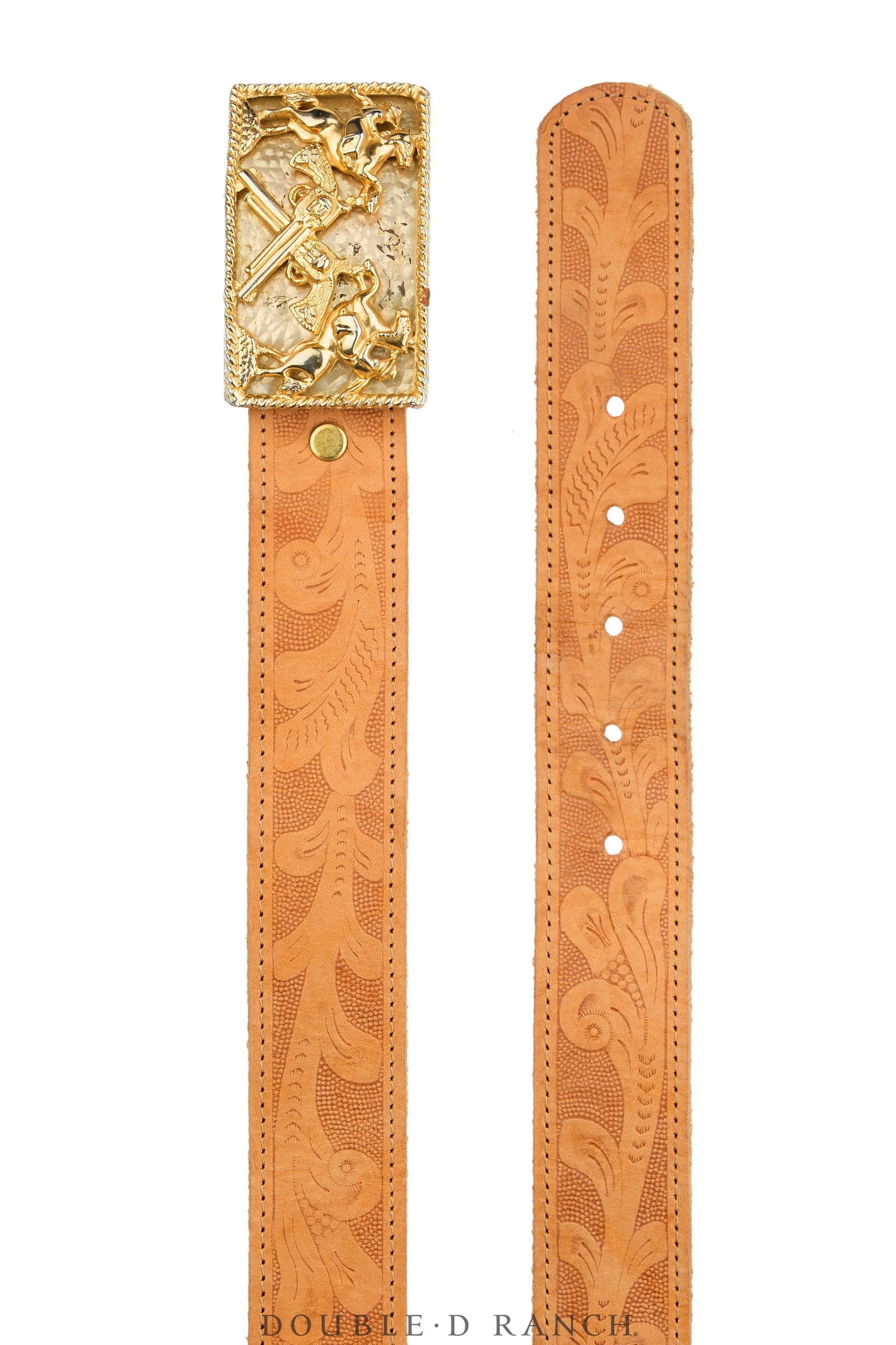 Belt, A Vintage, Buckle Kitsch, Horses & Pistols, Vintage, 1076