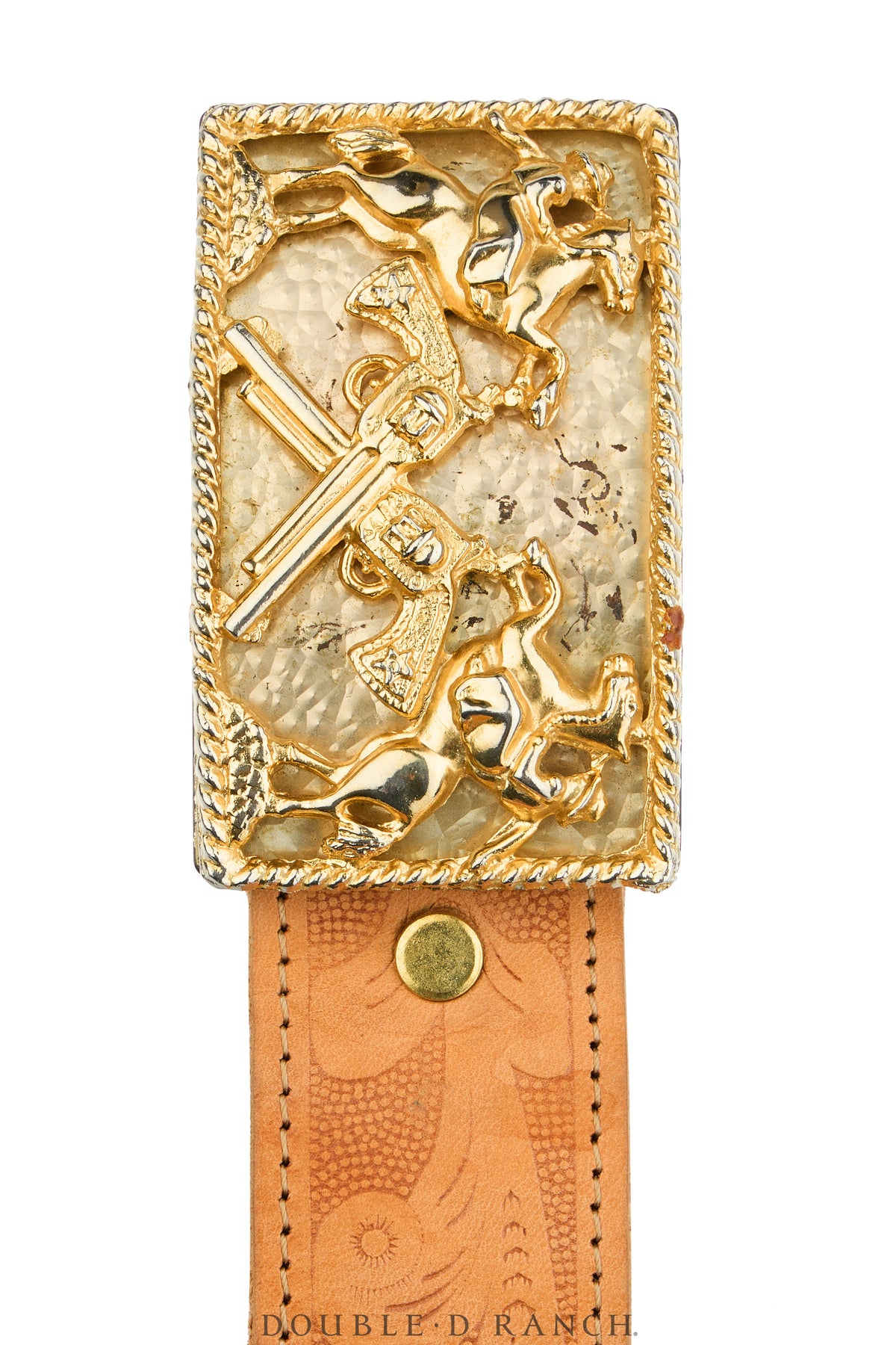 Belt, A Vintage, Buckle Kitsch, Horses & Pistols, Vintage, 1076
