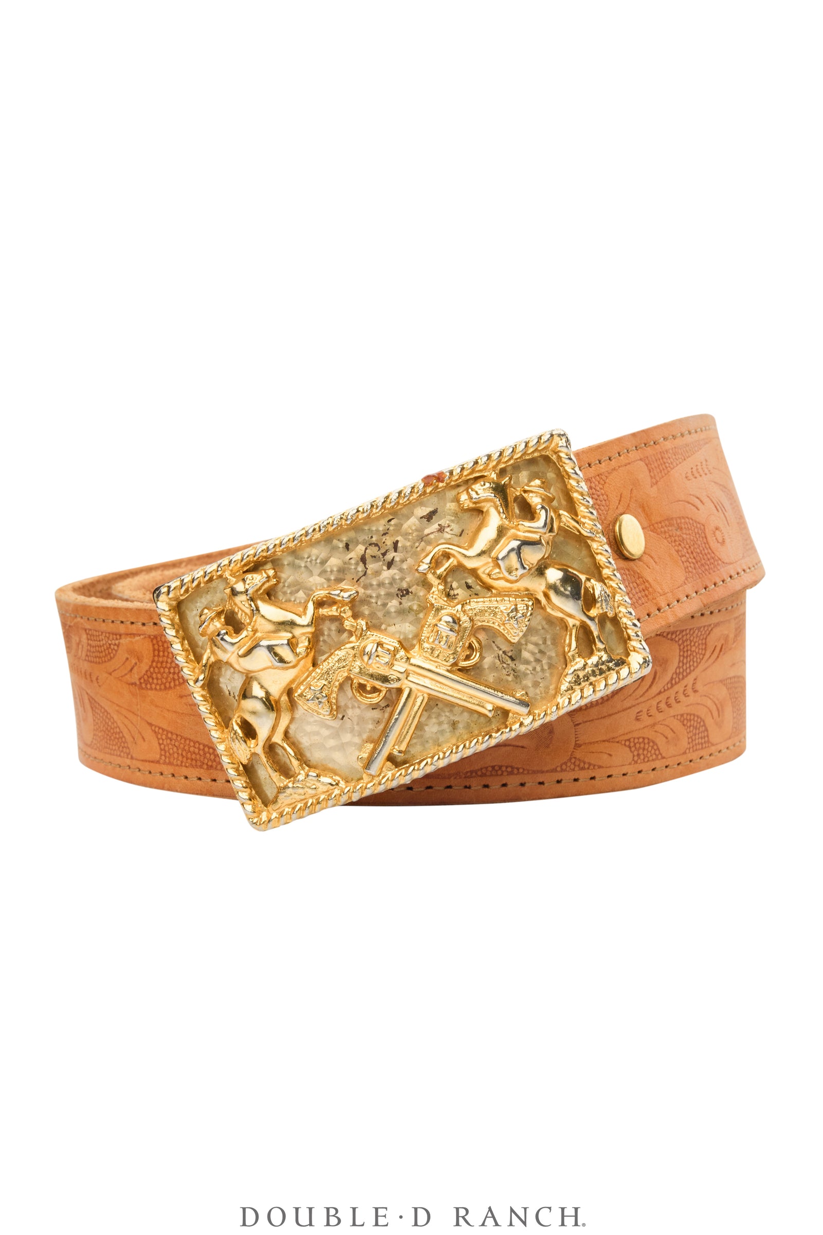 Belt, A Vintage, Buckle Kitsch, Horses & Pistols, Vintage, 1076
