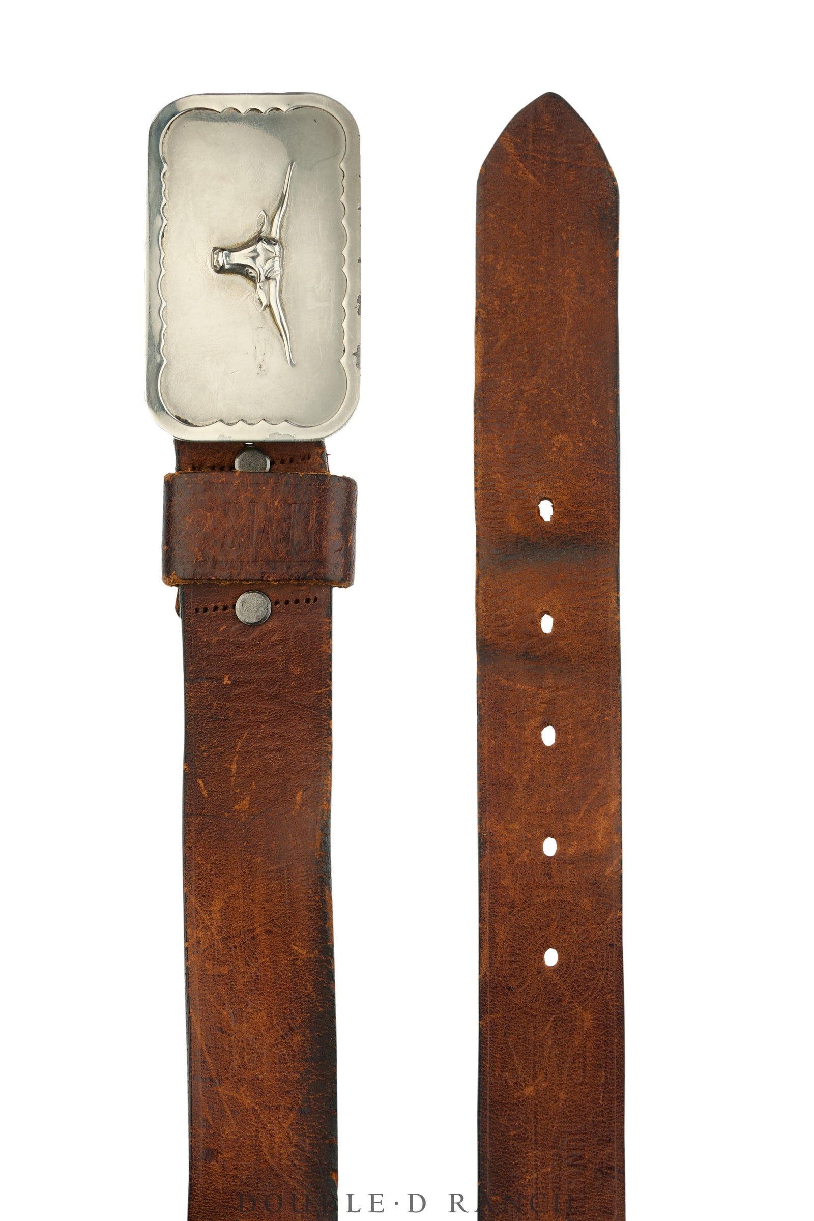 Belt, A Vintage, Buckle Kitsch, Nickel-Plated, Longhorn, Vintage, 1079