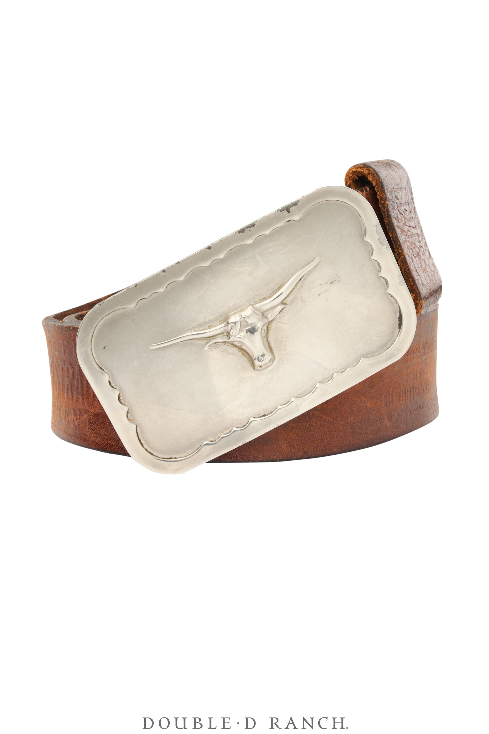 Belt, A Vintage, Buckle Kitsch, Nickel-Plated, Longhorn, Vintage, 1079