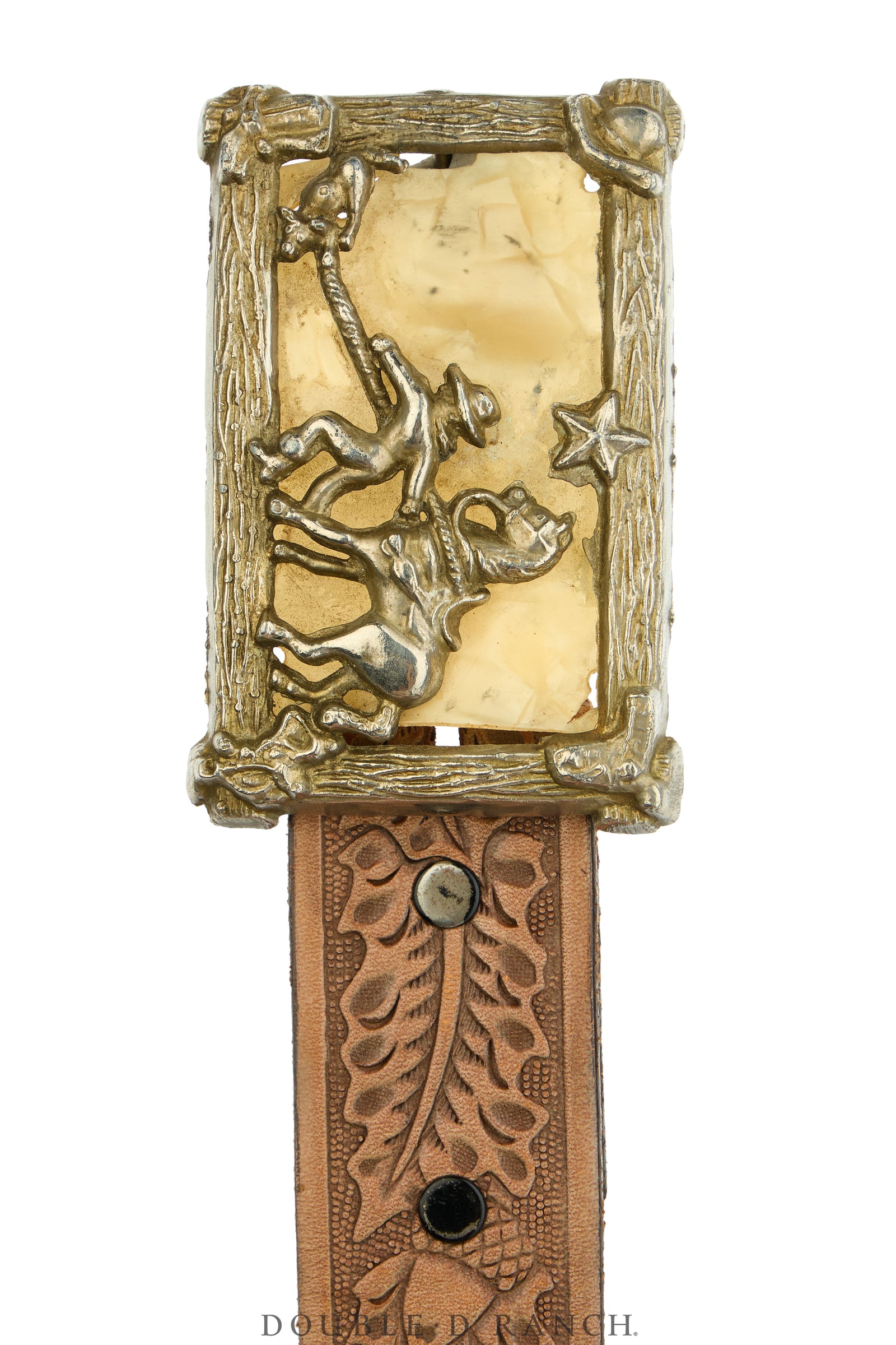 Belt, A Vintage, Buckle Kitsch, Western, Enamel, Calf Roping, Vintage, 1095