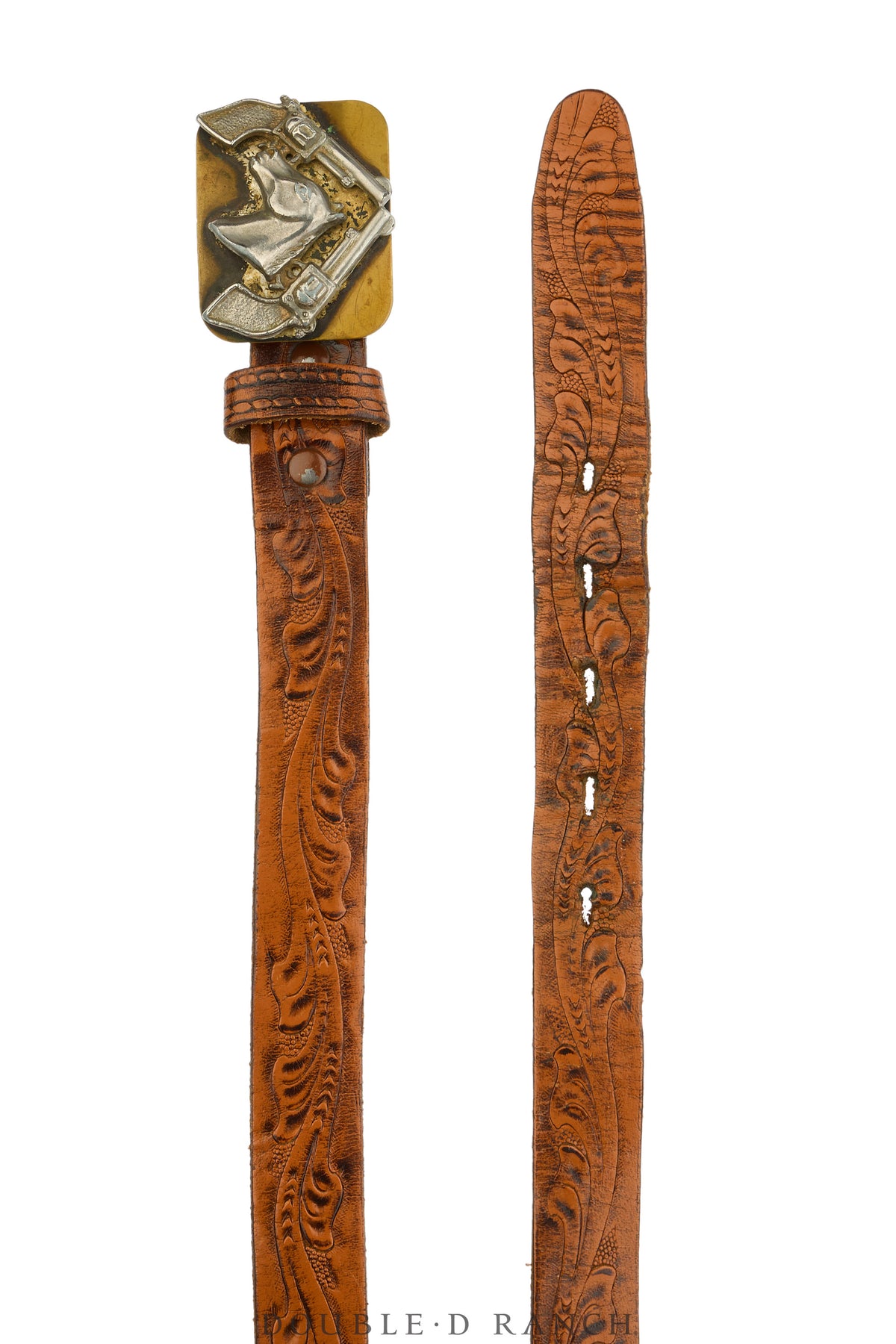 Belt, A Vintage, Buckle Kitsch, Western, Horse With Pistols, Marked, Vintage, 1096