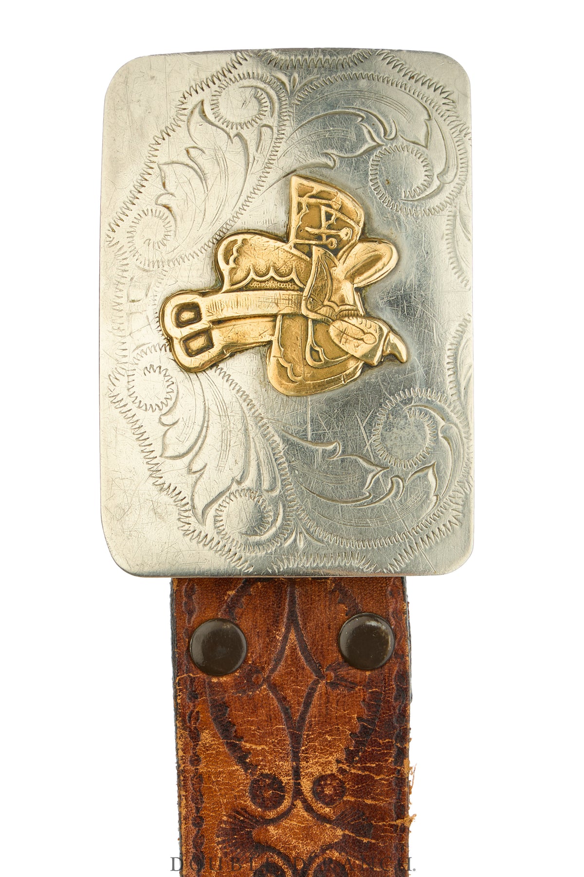 Belt, A Vintage, Buckle Kitsch, Western, Saddle, Nickel Silver, Hallmark, Vintage, 1097