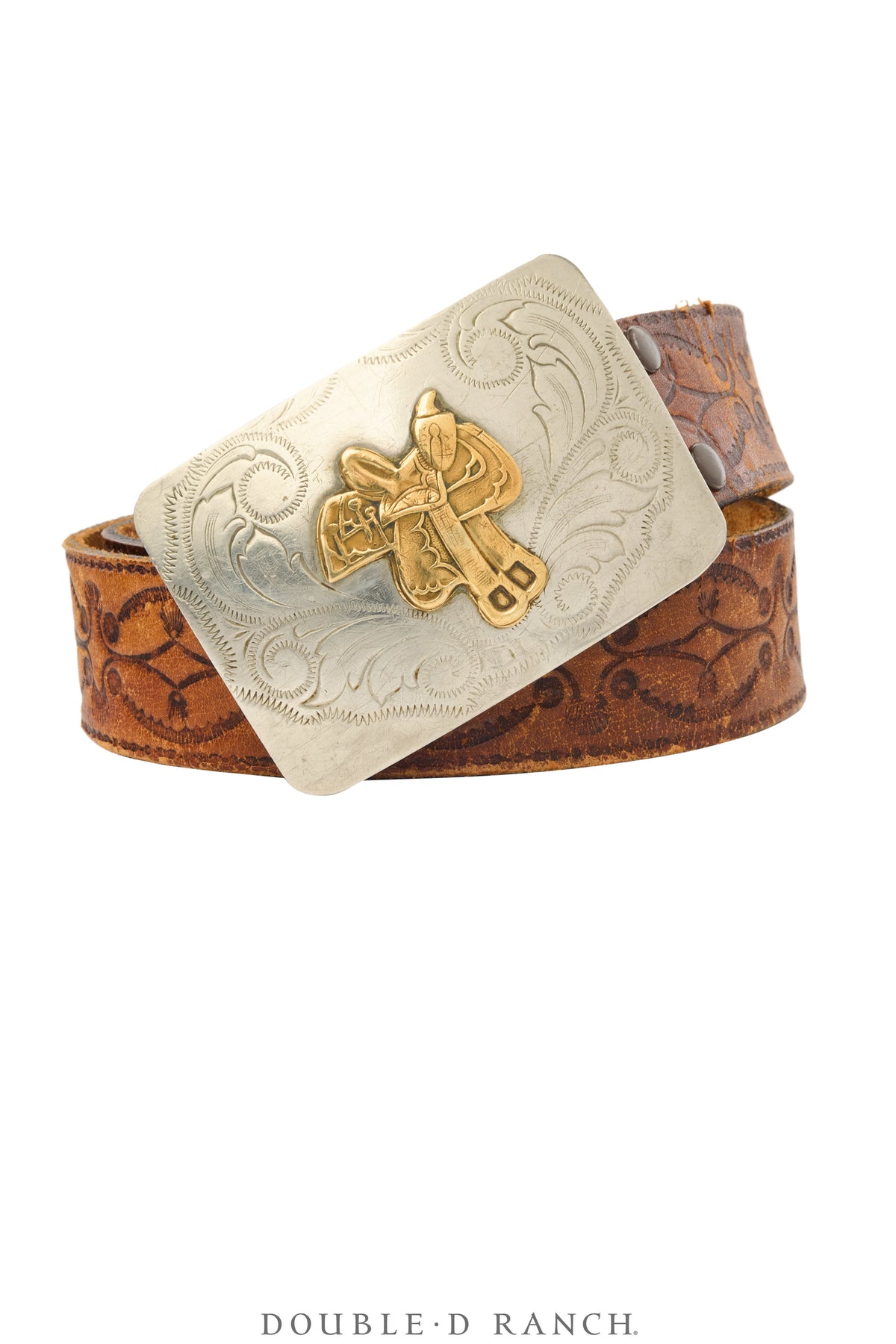 Belt, A Vintage, Buckle Kitsch, Western, Saddle, Nickel Silver, Hallmark, Vintage, 1097
