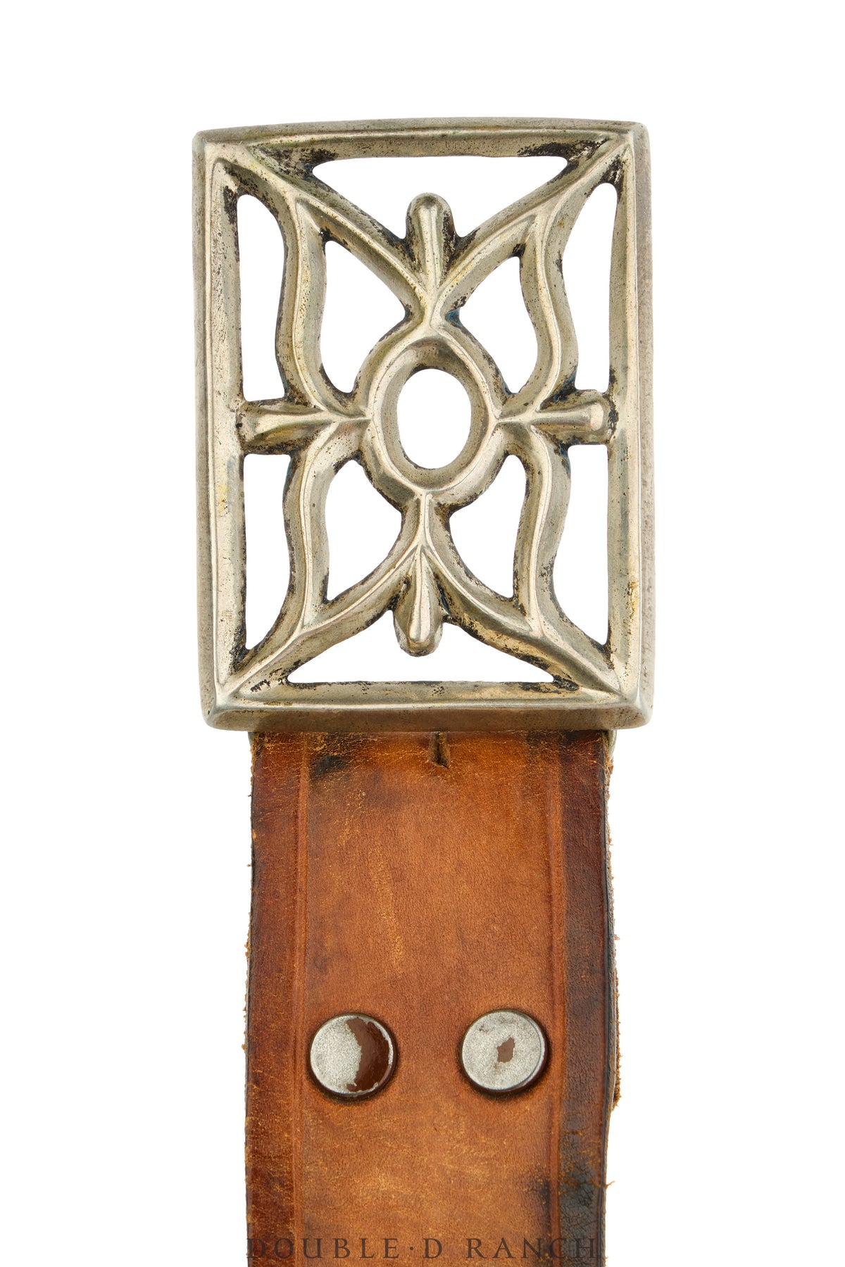Belt, A Vintage, Buckle, Cast, Sterling Silver, Leather With Studs, Hallmark, Vintage, 1098