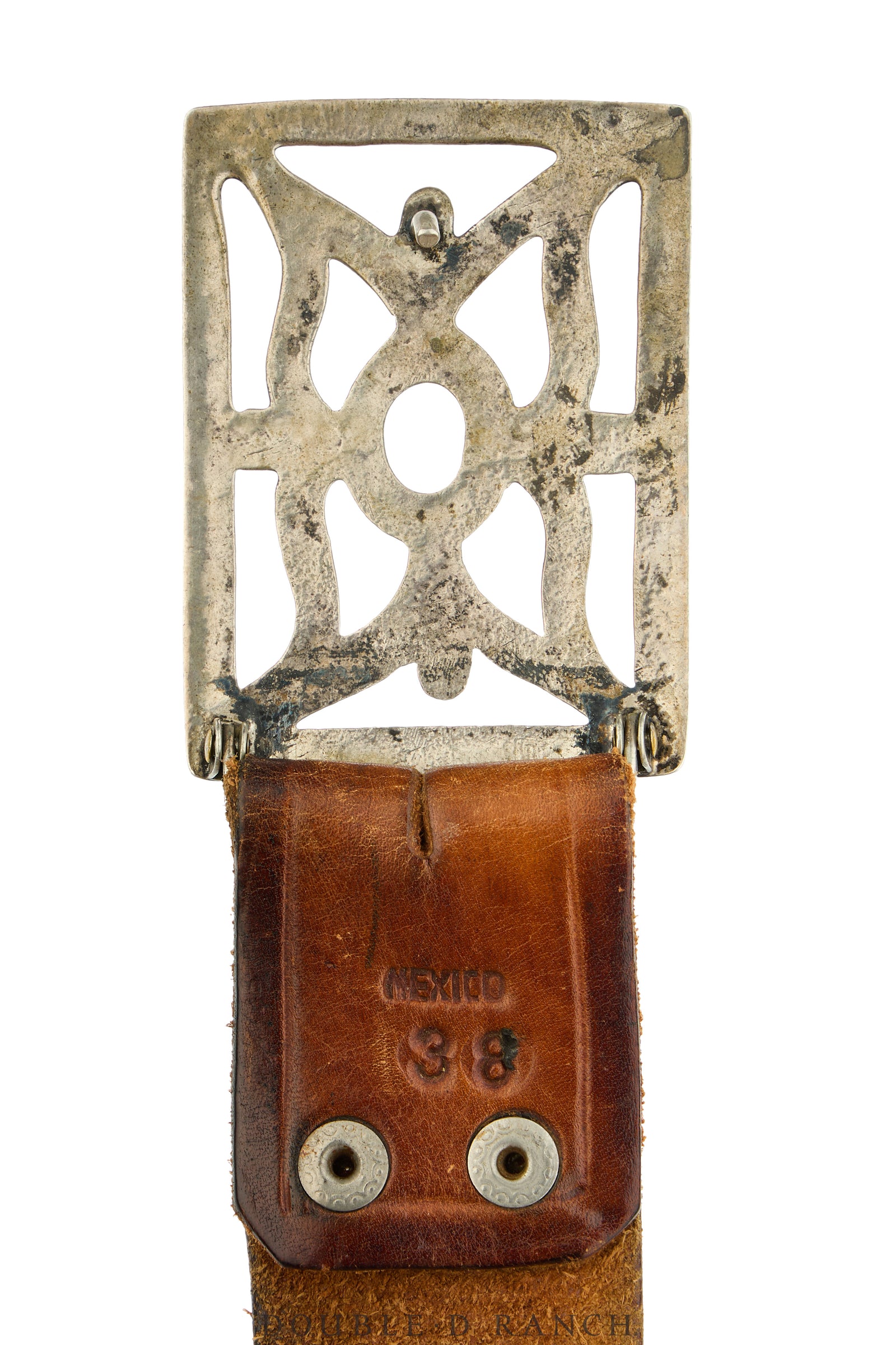 Belt, A Vintage, Buckle, Cast, Sterling Silver, Leather With Studs, Hallmark, Vintage, 1098