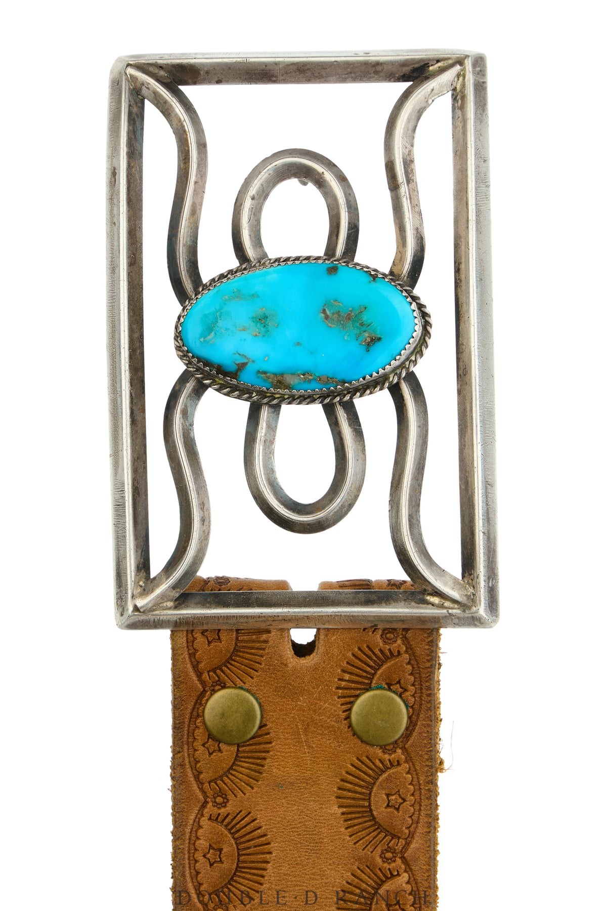 Belt, A Vintage, Buckle, Cast, Turquoise, Vintage, 1100