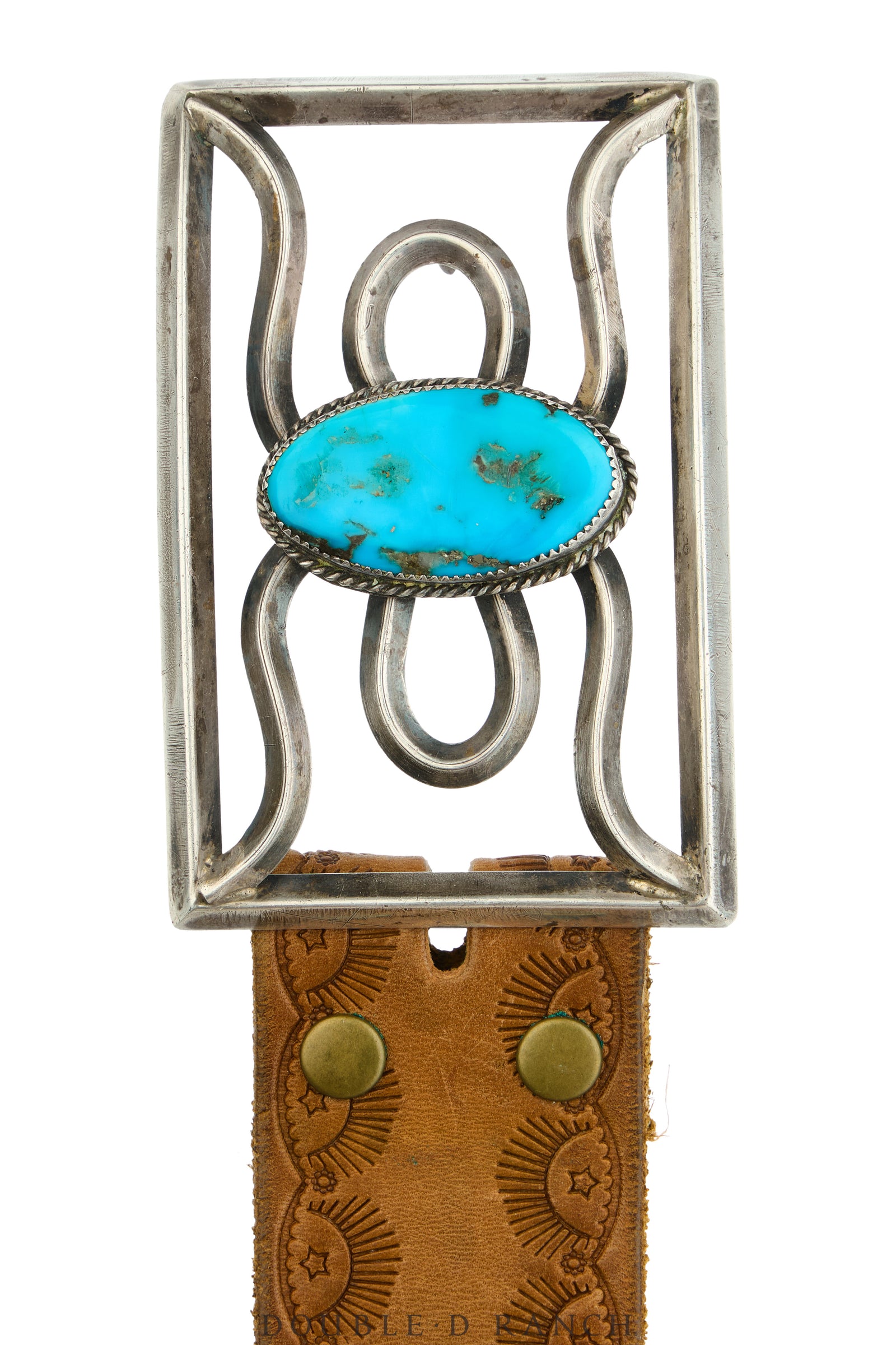 Belt, A Vintage, Buckle, Cast, Turquoise, Vintage, 1100