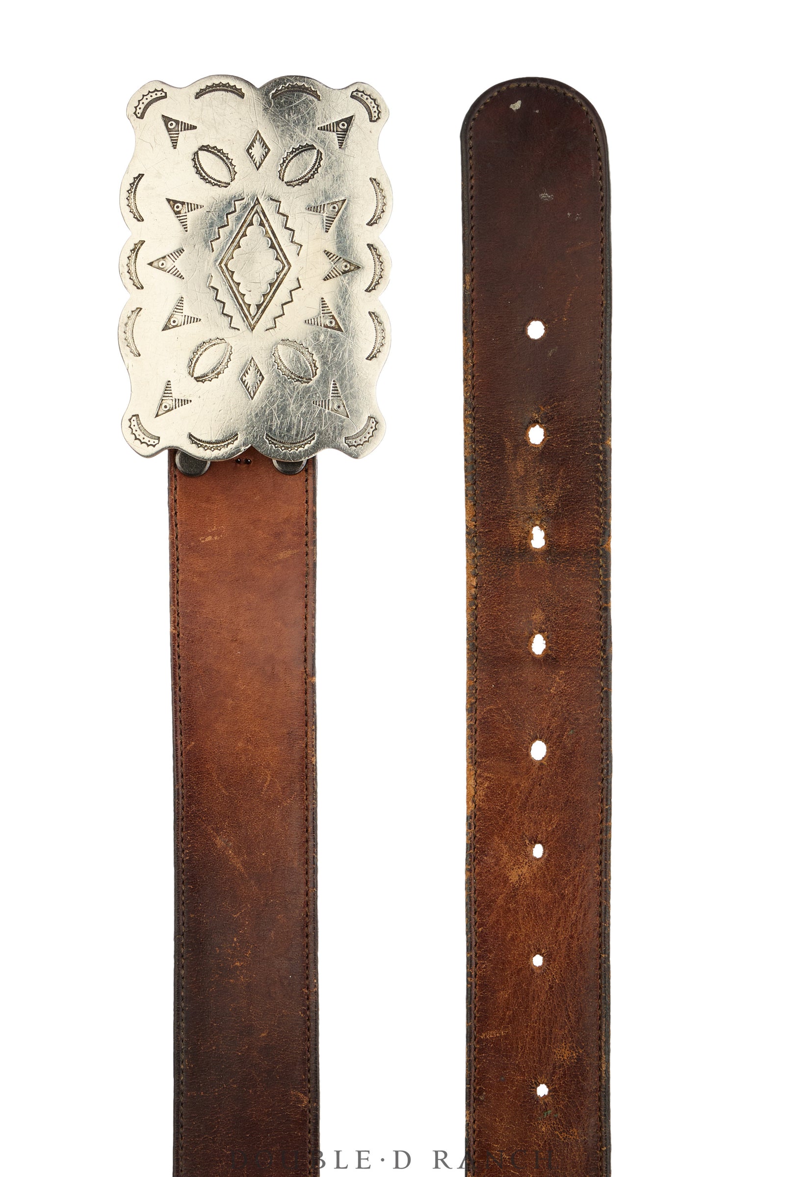 Belt, A Vintage, Buckle, Concho, Nickel, Marked, Vintage, Fred Harvey Railroad Era, 1101