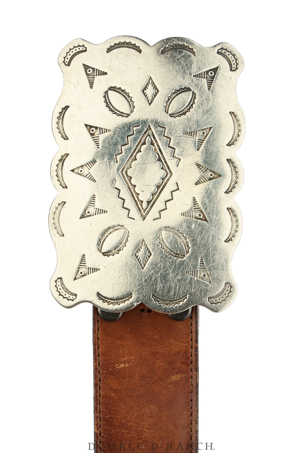 Belt, A Vintage, Buckle, Concho, Nickel, Marked, Vintage, Fred Harvey Railroad Era, 1101