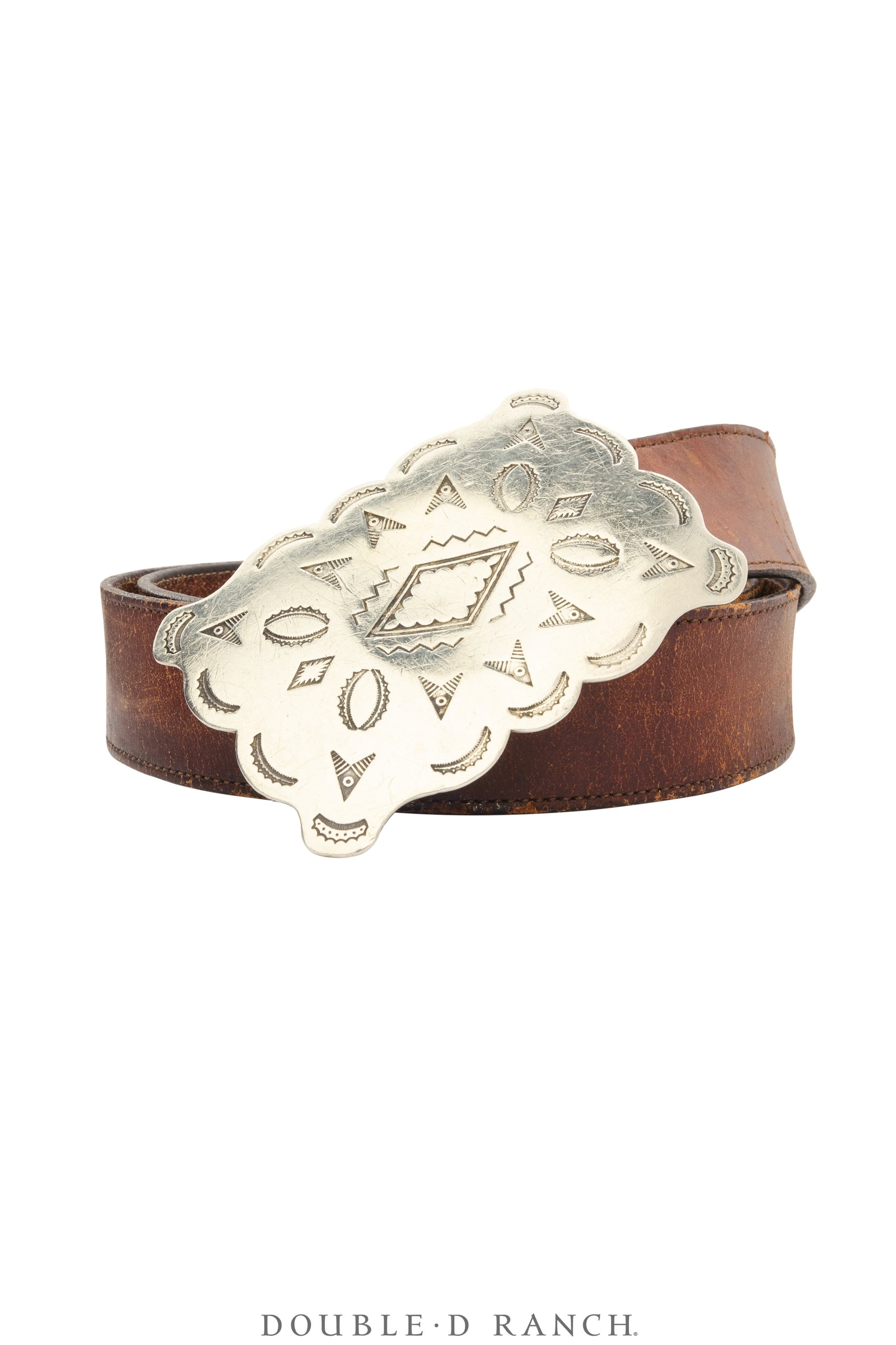 Belt, A Vintage, Buckle, Concho, Nickel, Marked, Vintage, Fred Harvey Railroad Era, 1101