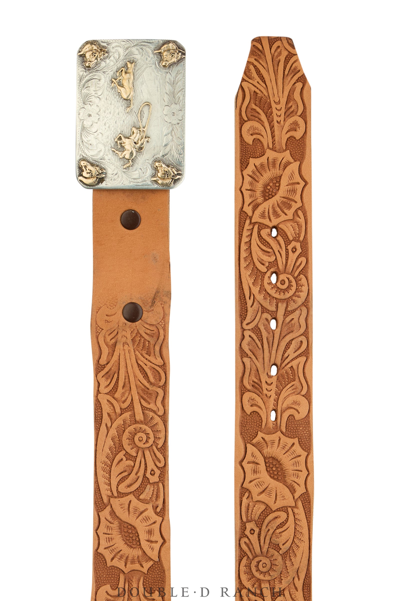 Belt, A Vintage, Buckle, Western, Roping, Sterling Silver & 10K Gold, Hallmark, Vintage, 1116