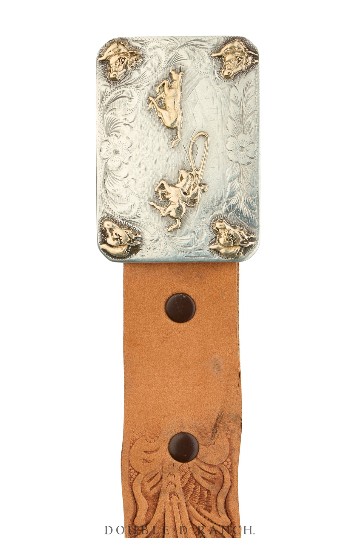 Belt, A Vintage, Buckle, Western, Roping, Sterling Silver & 10K Gold, Hallmark, Vintage, 1116