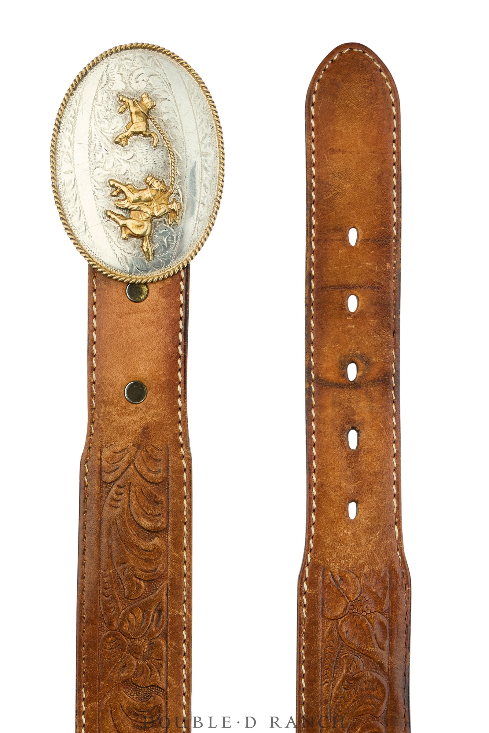 Belt, A Vintage, Buckle, Western, Roping, Sterling Silver, Hallmark, Vintage, 1117