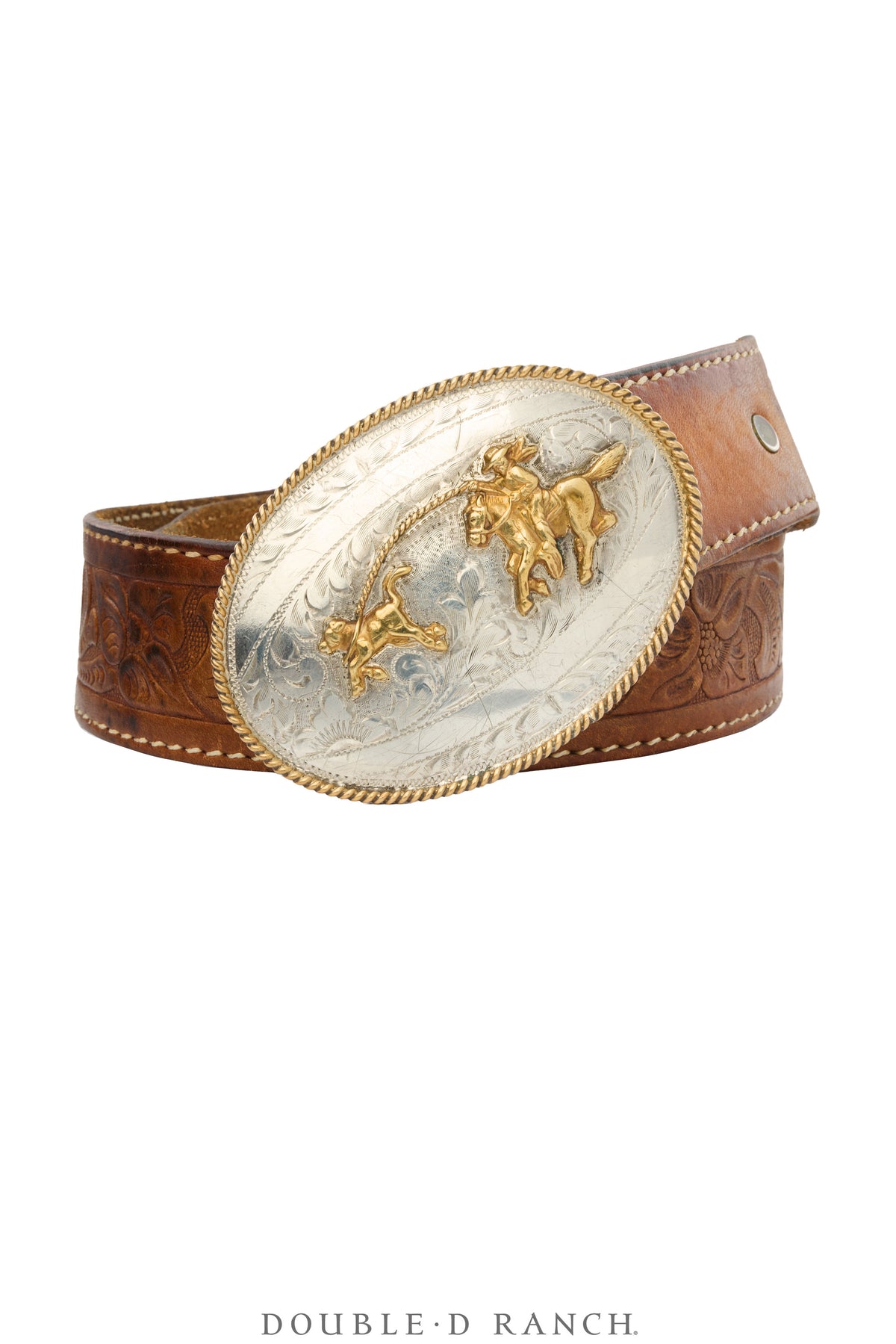 Belt, A Vintage, Buckle, Western, Roping, Sterling Silver, Hallmark, Vintage, 1117