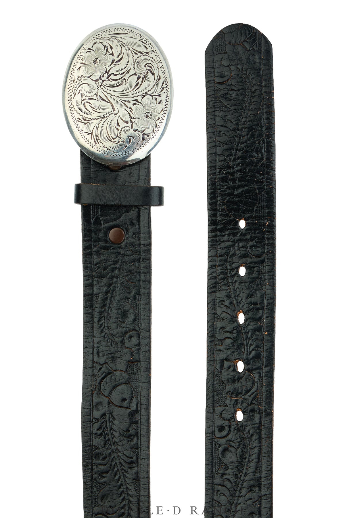 Belt, A Vintage, Buckle, Western, Sterling Silver, Hand Engraved, Hallmark, Vintage, 1119