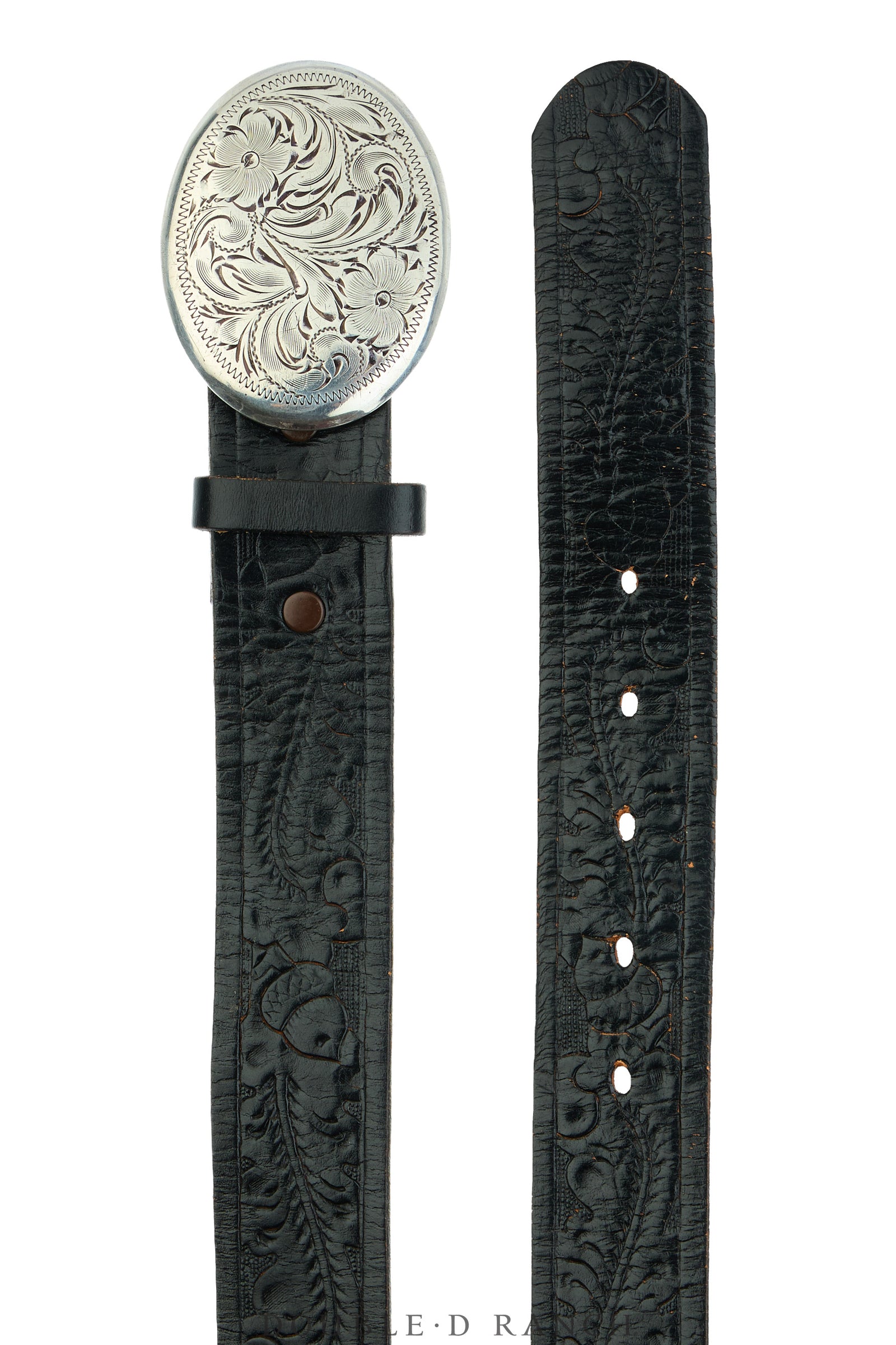 Belt, A Vintage, Buckle, Western, Sterling Silver, Hand Engraved, Hallmark, Vintage, 1119