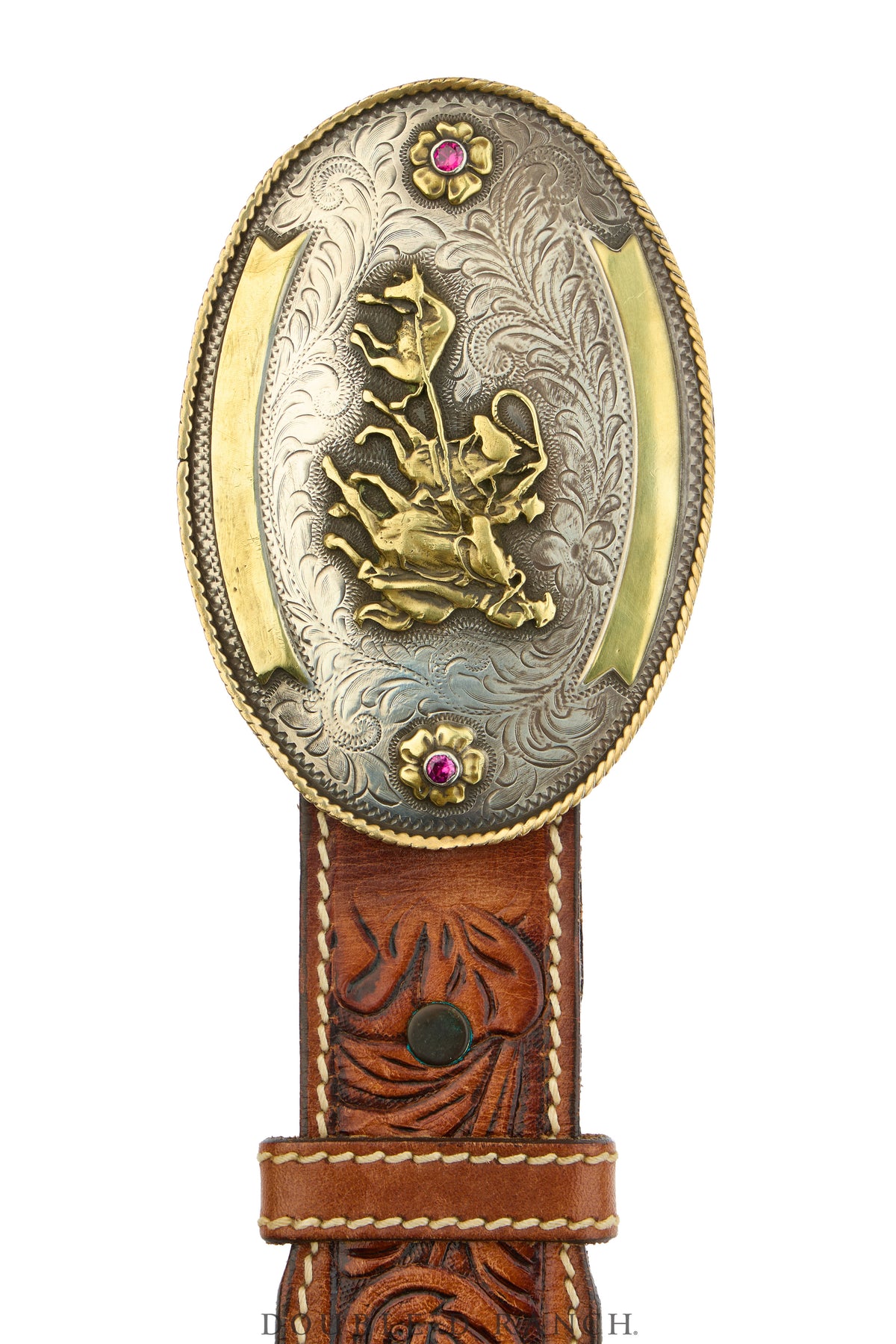 Belt, A Vintage, Buckle, Western, Team Roping, Sterling Silver, Hallmark, Vintage, 1121