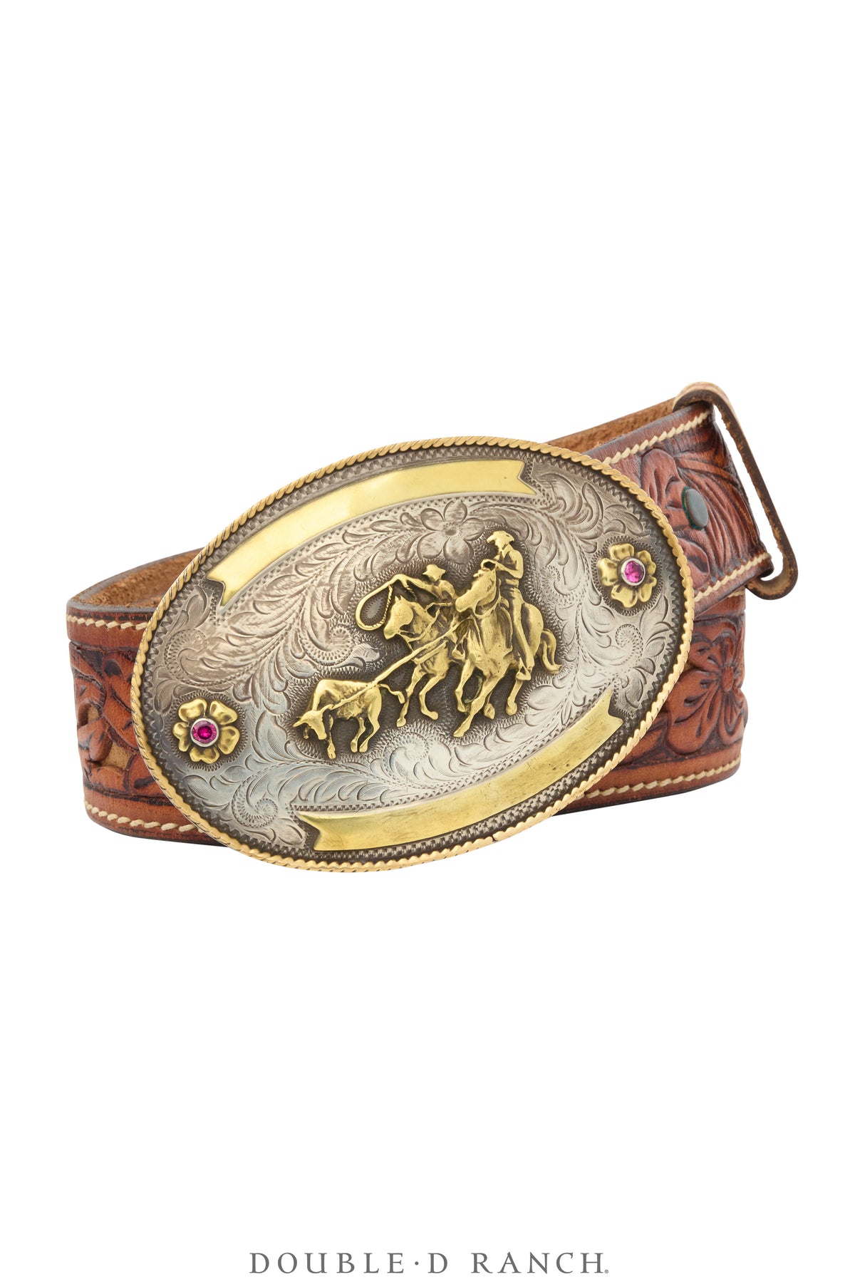 Belt, A Vintage, Buckle, Western, Team Roping, Sterling Silver, Hallmark, Vintage, 1121