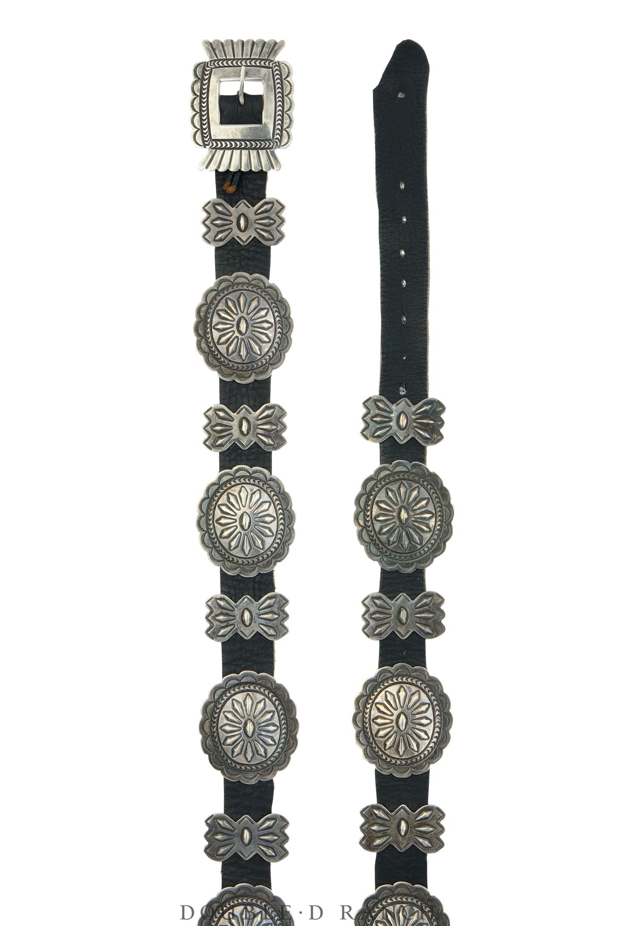 Belt, A Vintage, Concho, Sterling Silver, Sans Hallmark, Vintage, 1126