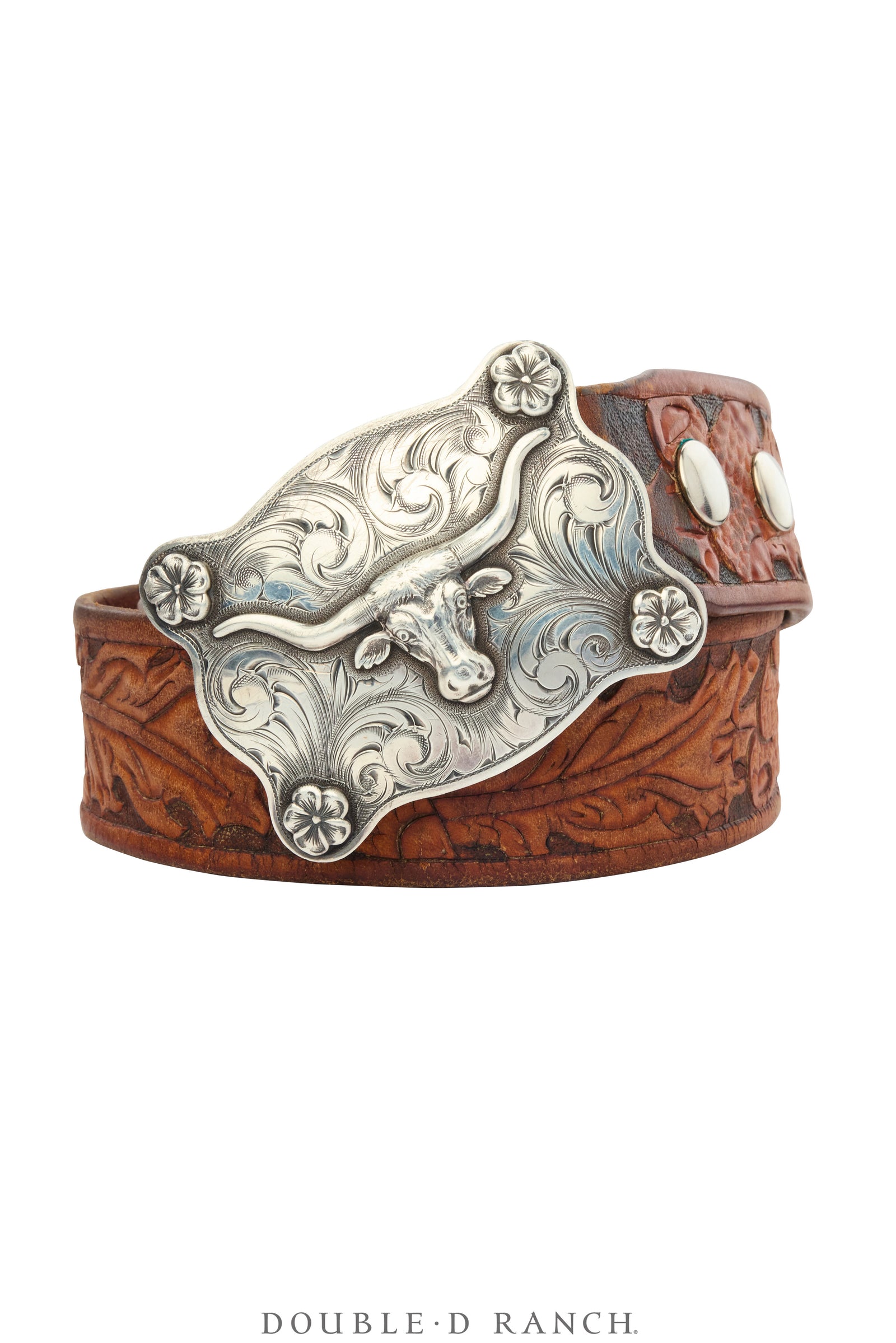 Belt, A Vintage,  Western, Sterling Silver, Longhorn, Hand Engraved, Matt Hackett Hallmark, Vintage, 1128