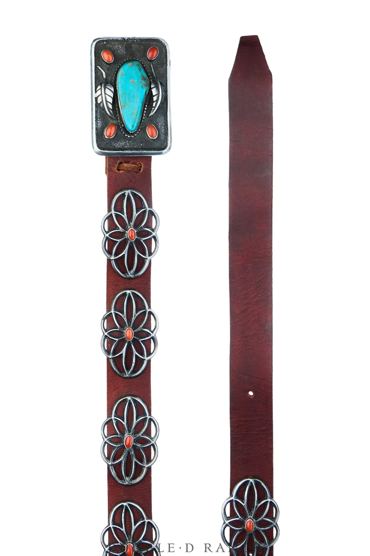 Belt, A Vintage, Concho, Turquoise &amp; Coral, Hallmark, Vintage, 1136