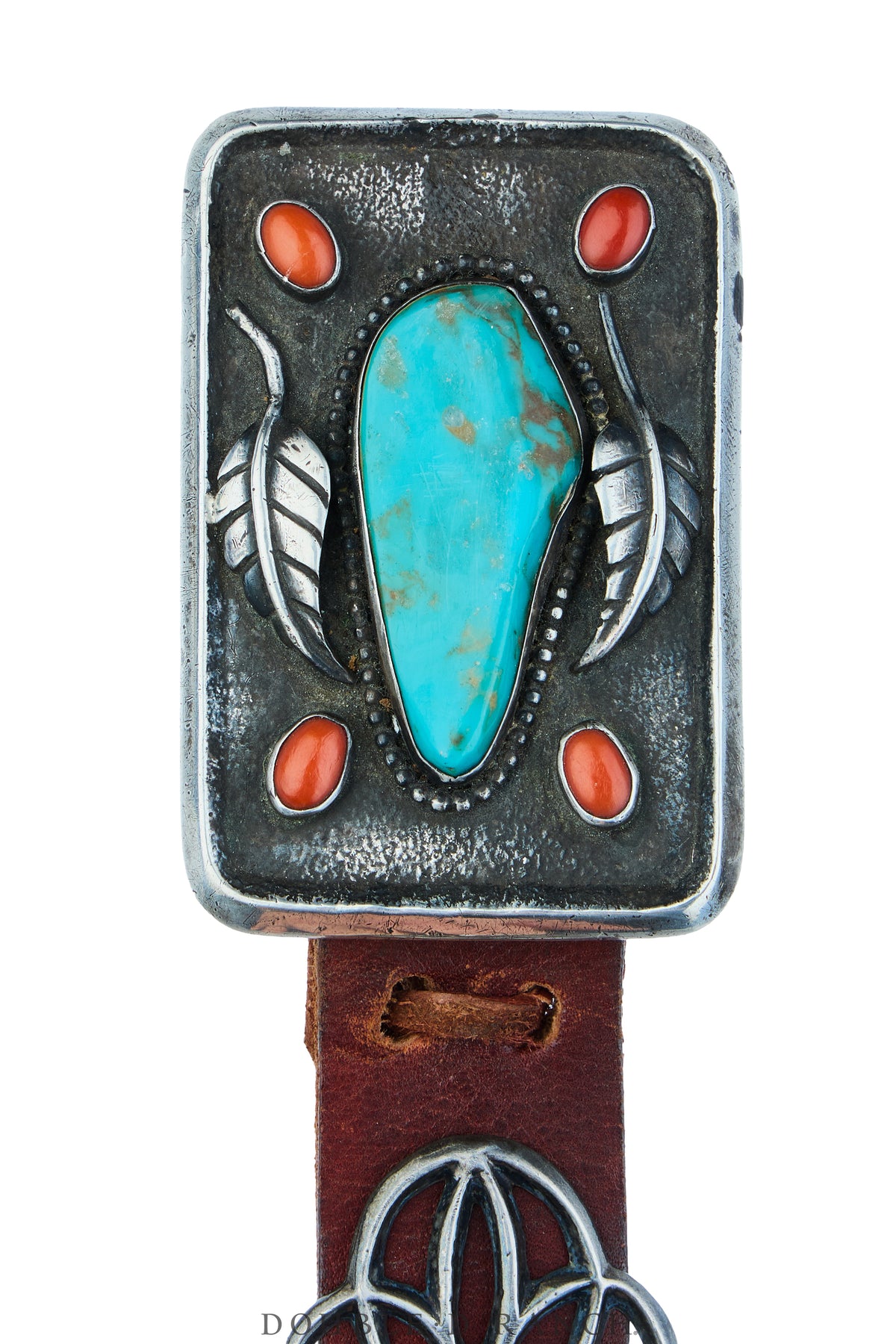 Belt, A Vintage, Concho, Turquoise &amp; Coral, Hallmark, Vintage, 1136
