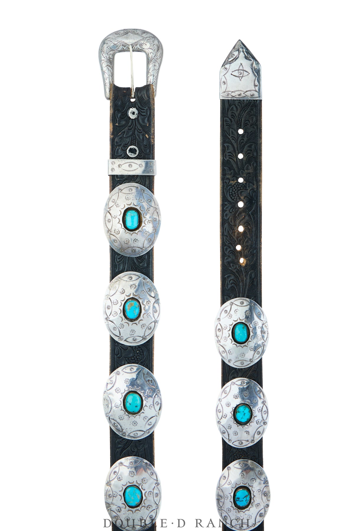 Belt, A Vintage, Concho, Turquoise, Tooled Leather Strap, Hallmark, Vintage, 1137