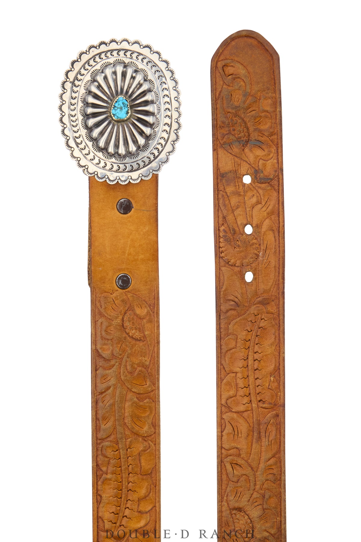 Belt, A Vintage, Buckle, Concho, Turquoise, Sans Hallmark, Vintage, 1147