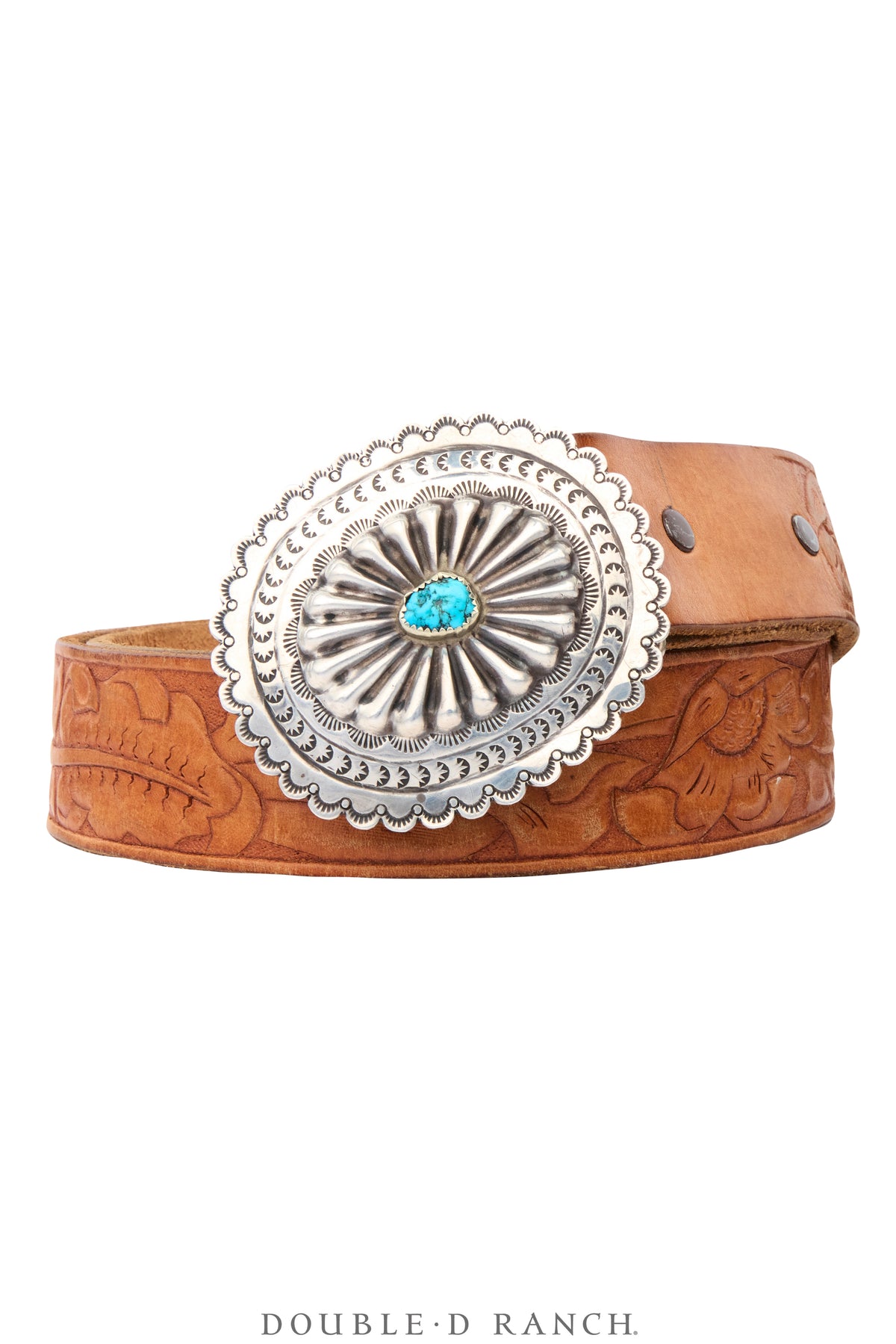 Belt, A Vintage, Buckle, Concho, Turquoise, Sans Hallmark, Vintage, 1147