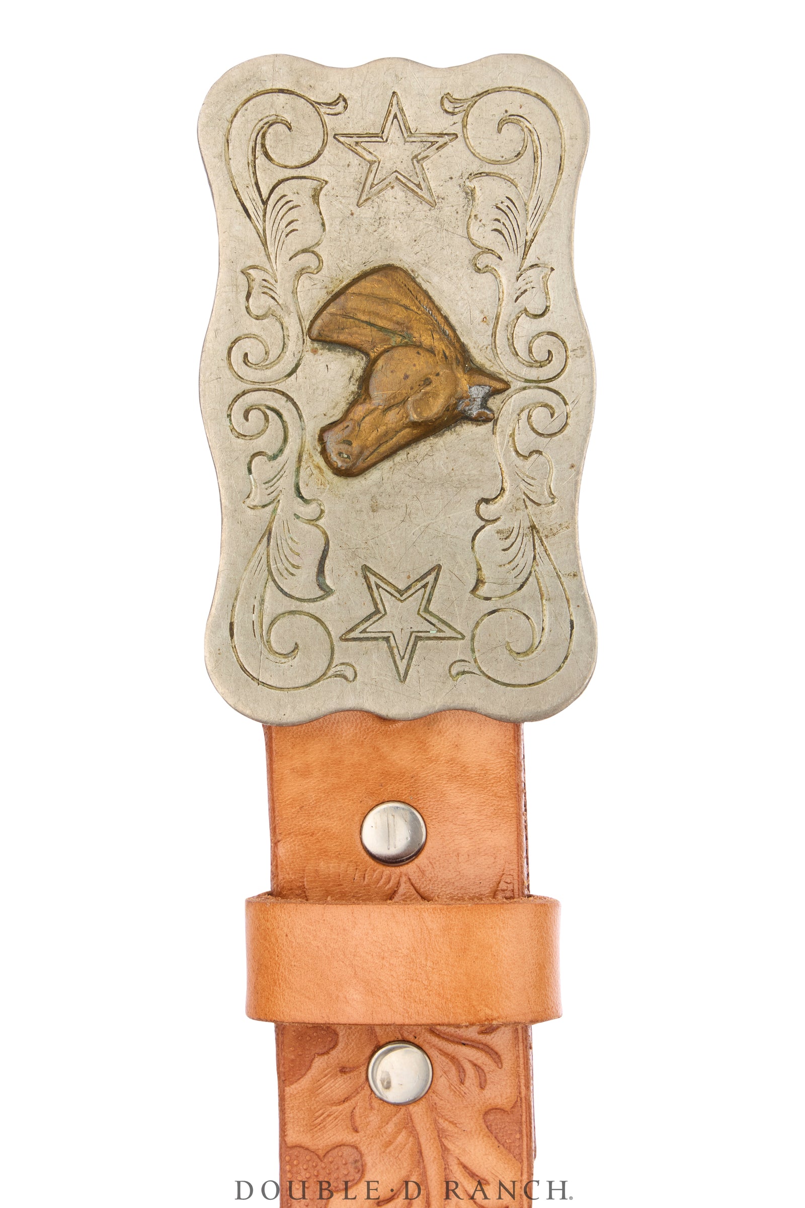 Belt, A Vintage, Buckle, Western, Horse & Stars, Hallmark, Vintage, 1154