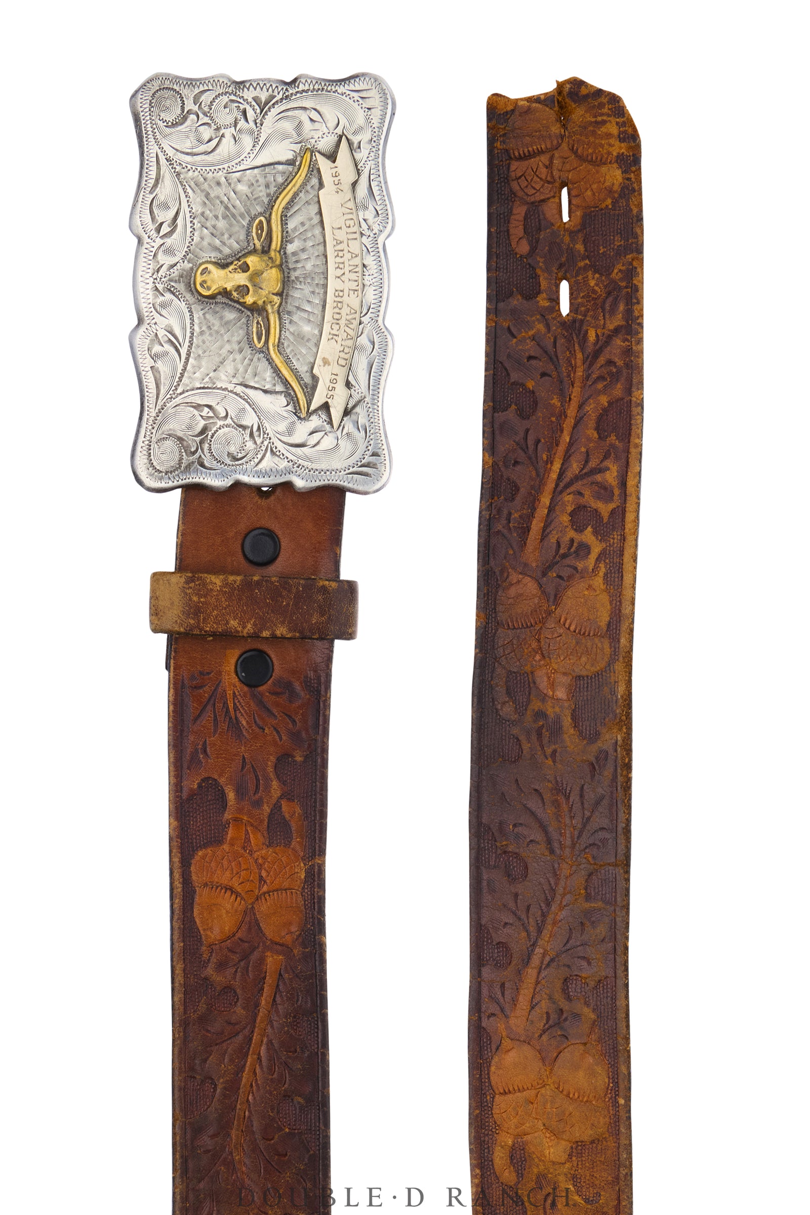 Belt, A Vintage, Buckle, Western, Longhorn, Sterling Silver, "Vigilante Award," Hallmark, Vintage, ‘55, 1157