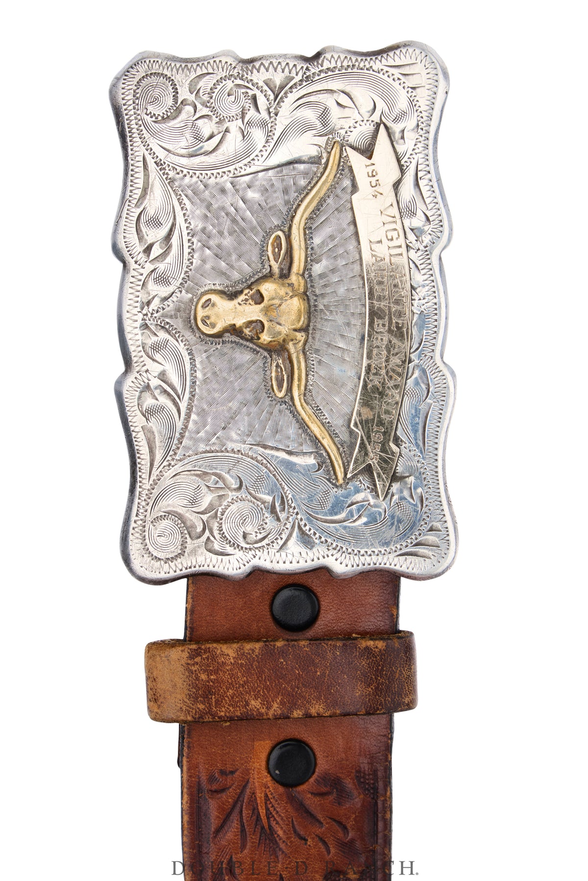 Belt, A Vintage, Buckle, Western, Longhorn, Sterling Silver, "Vigilante Award," Hallmark, Vintage, ‘55, 1157