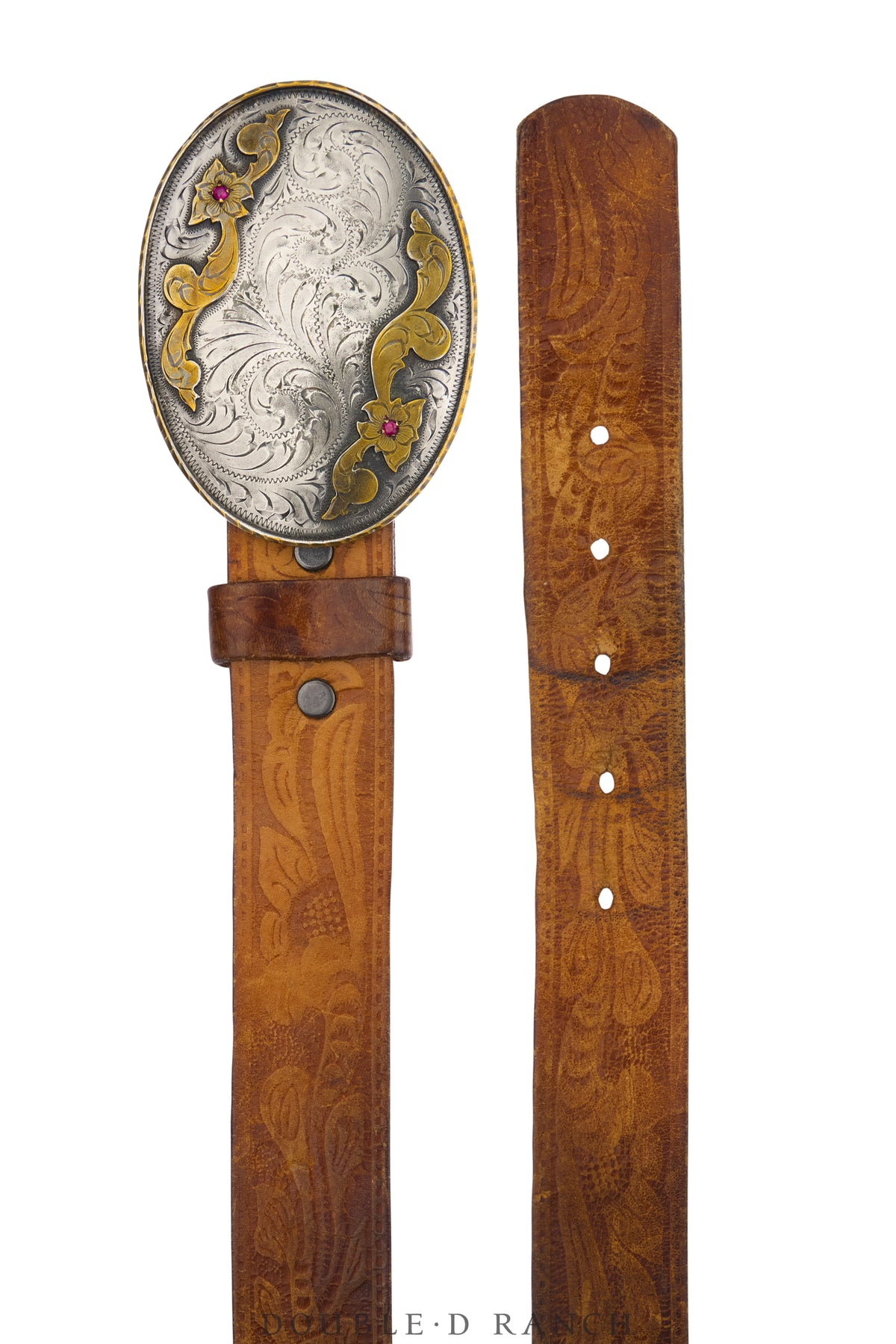 Belt, A Vintage, Buckle, Western, Scrollwork With Stones, Hallmark, Vintage, 1158