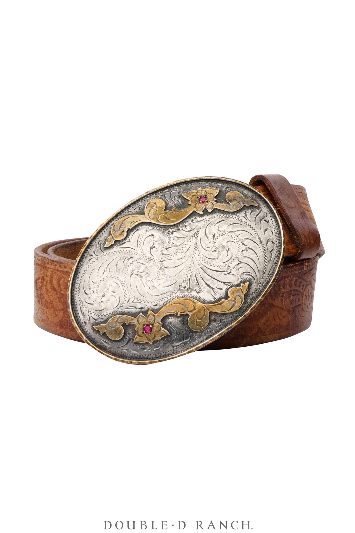 Belt, A Vintage, Buckle, Western, Scrollwork With Stones, Hallmark, Vintage, 1158