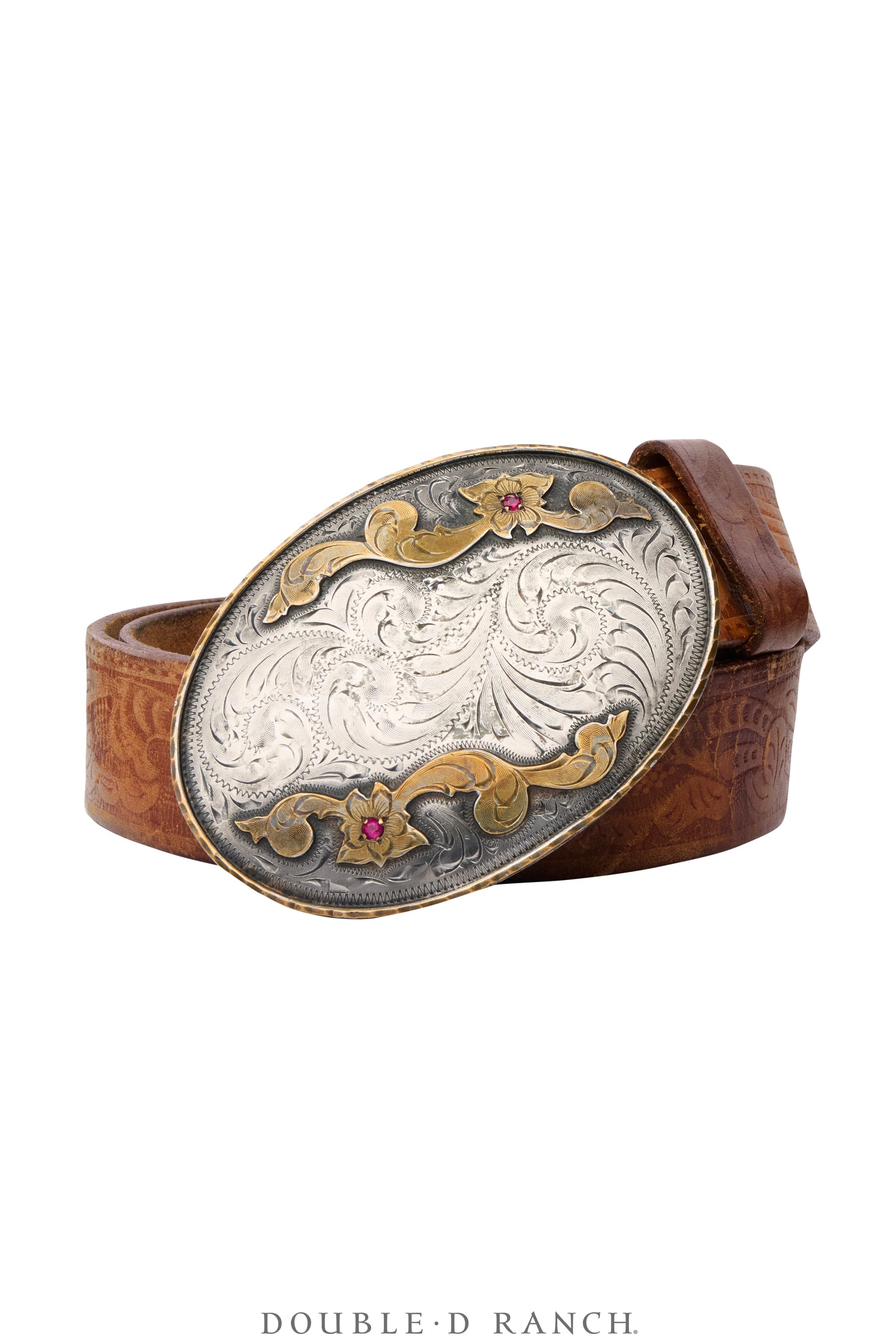 Belt, A Vintage, Buckle, Western, Scrollwork With Stones, Hallmark, Vintage, 1158