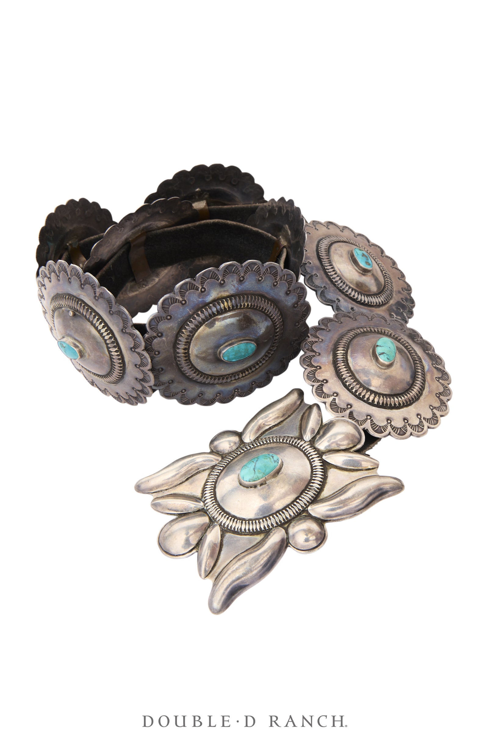 Belt, A Vintage, Concho, Turquoise, Sans Hallmark, Vintage, 1216