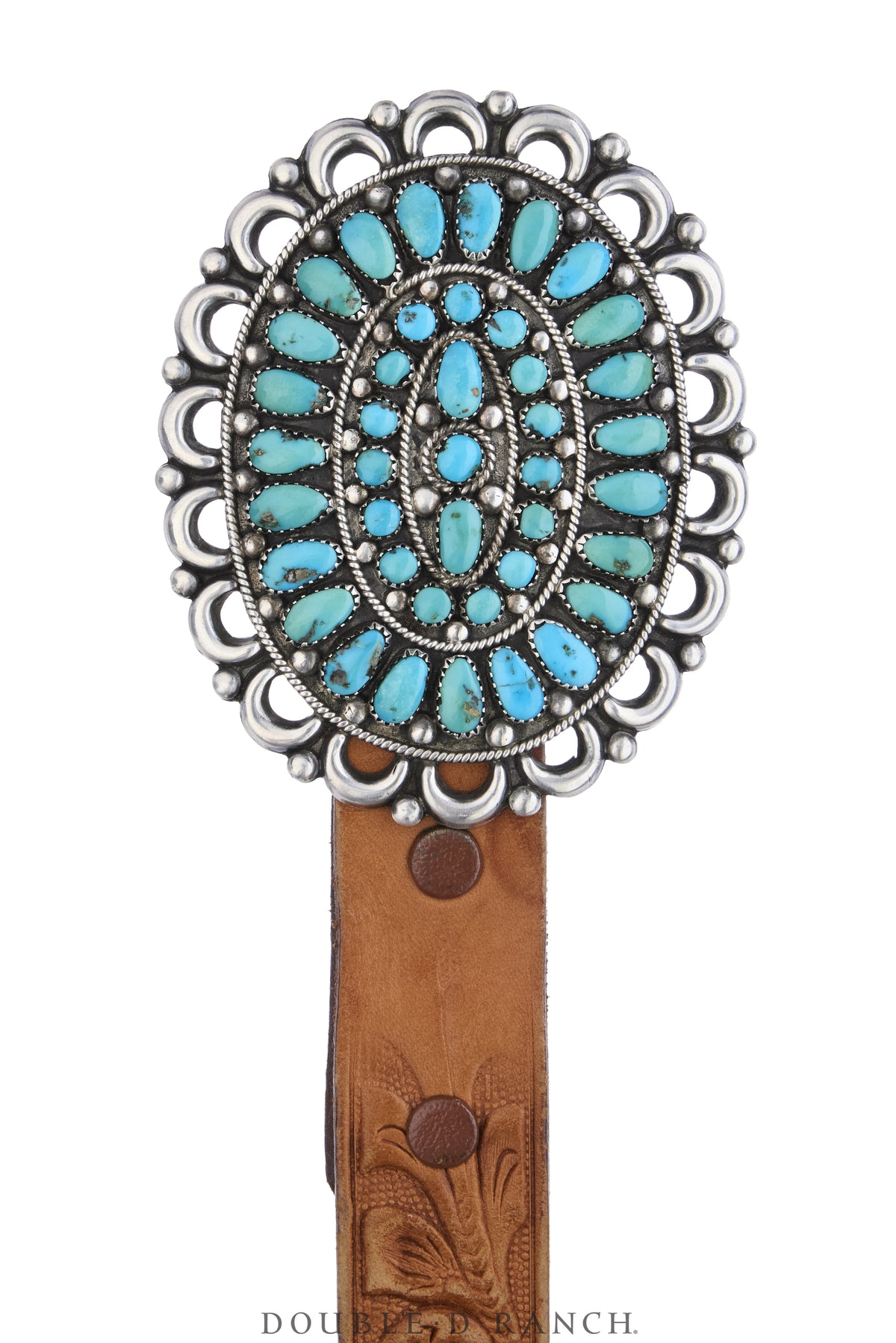 Belt, A Vintage, Buckle, Cluster, Turquoise, Ondelacy Hallmark, Vintage, Belt-1240