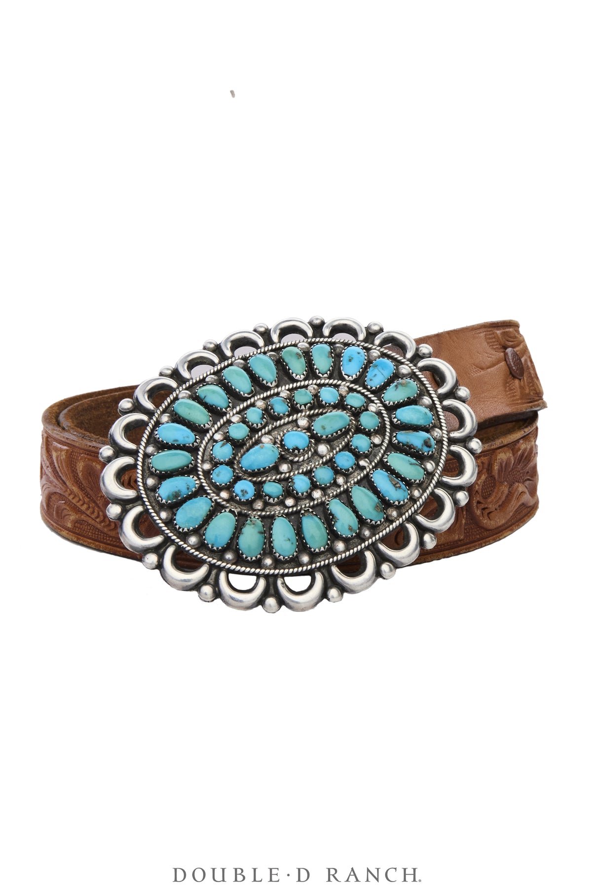 Belt, A Vintage, Buckle, Cluster, Turquoise, Ondelacy Hallmark, Vintage, Belt-1240