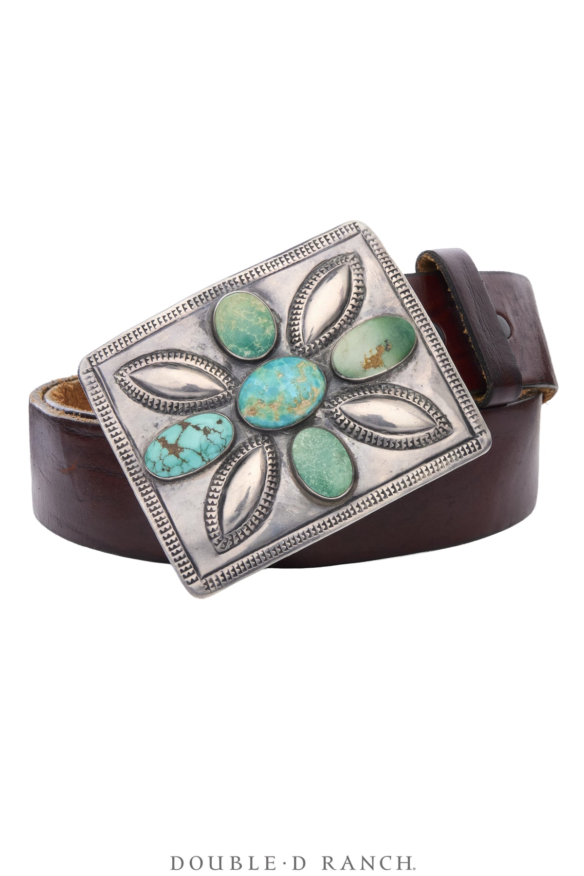 Belt, A Vintage, Buckle, Concho, Turquoise, Ingot Silver, Re-Purposed Ketoh, Shiprock Gallery, Vintage Early 1900s, 1241