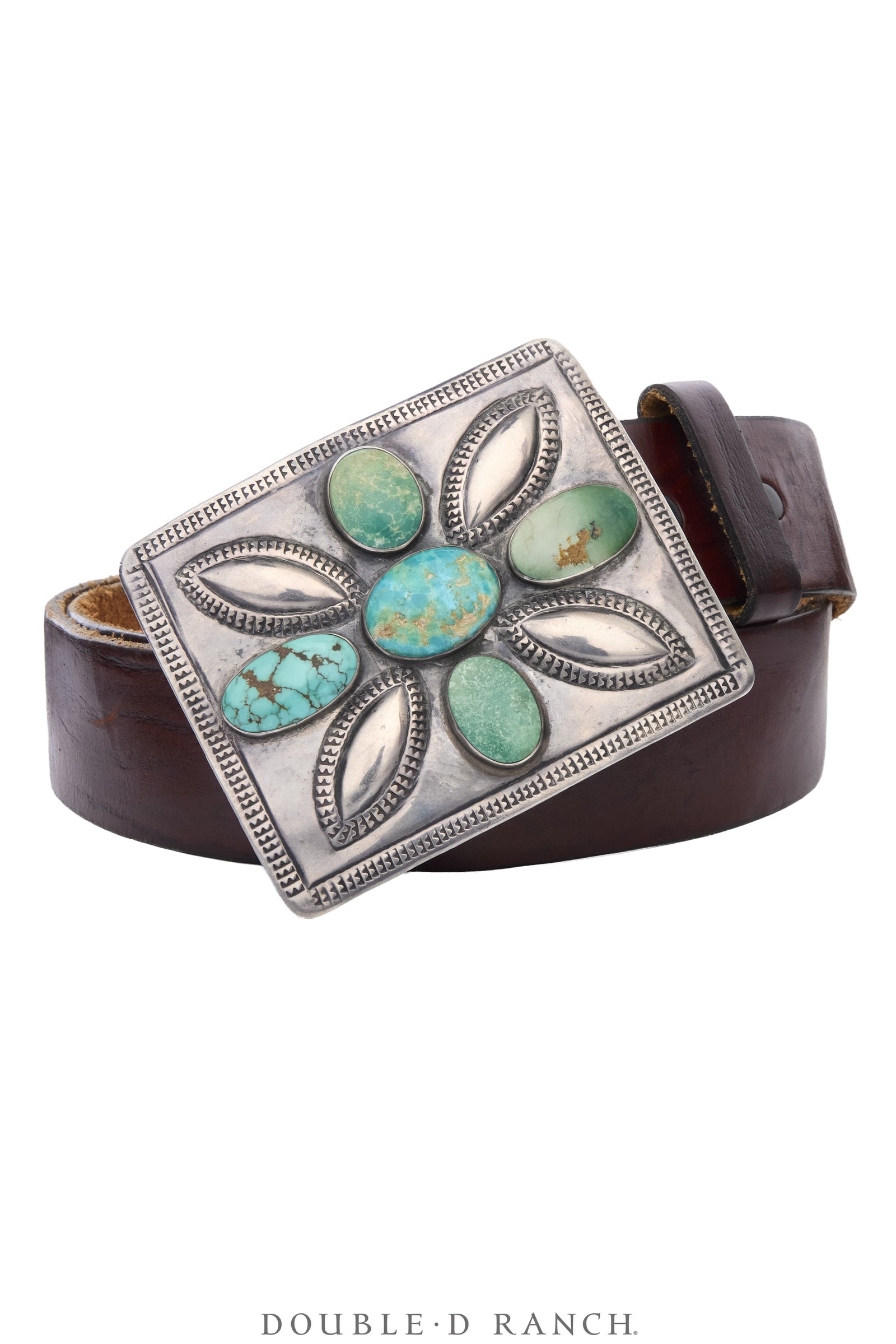 Belt, A Vintage, Buckle, Concho, Turquoise, Ingot Silver, Re-Purposed Ketoh, Shiprock Gallery, Vintage Early 1900s, 1241