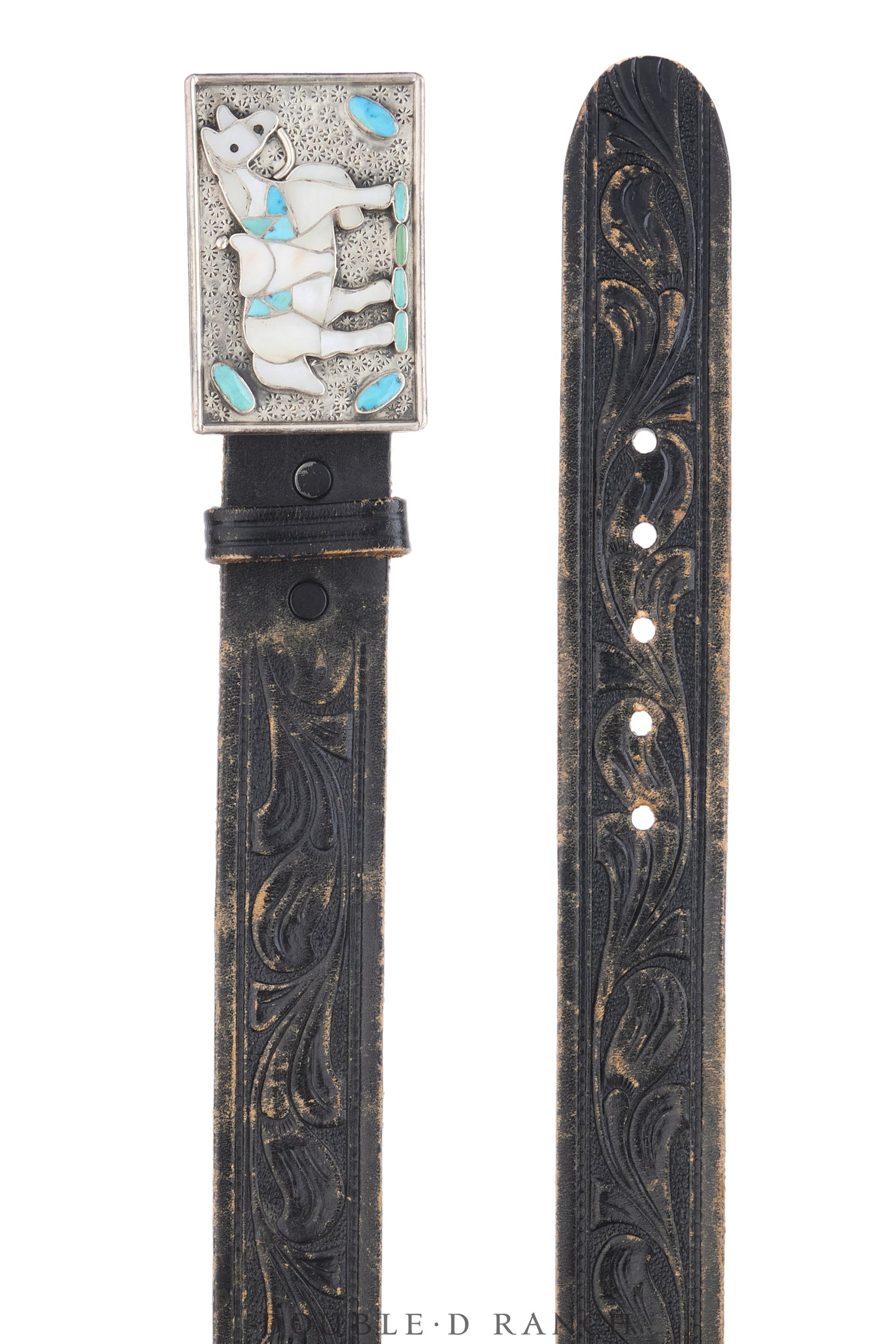 Belt, A Vintage, Buckle, Inlay, Horse, Nora Leekity Hallmark, Vintage, 1243
