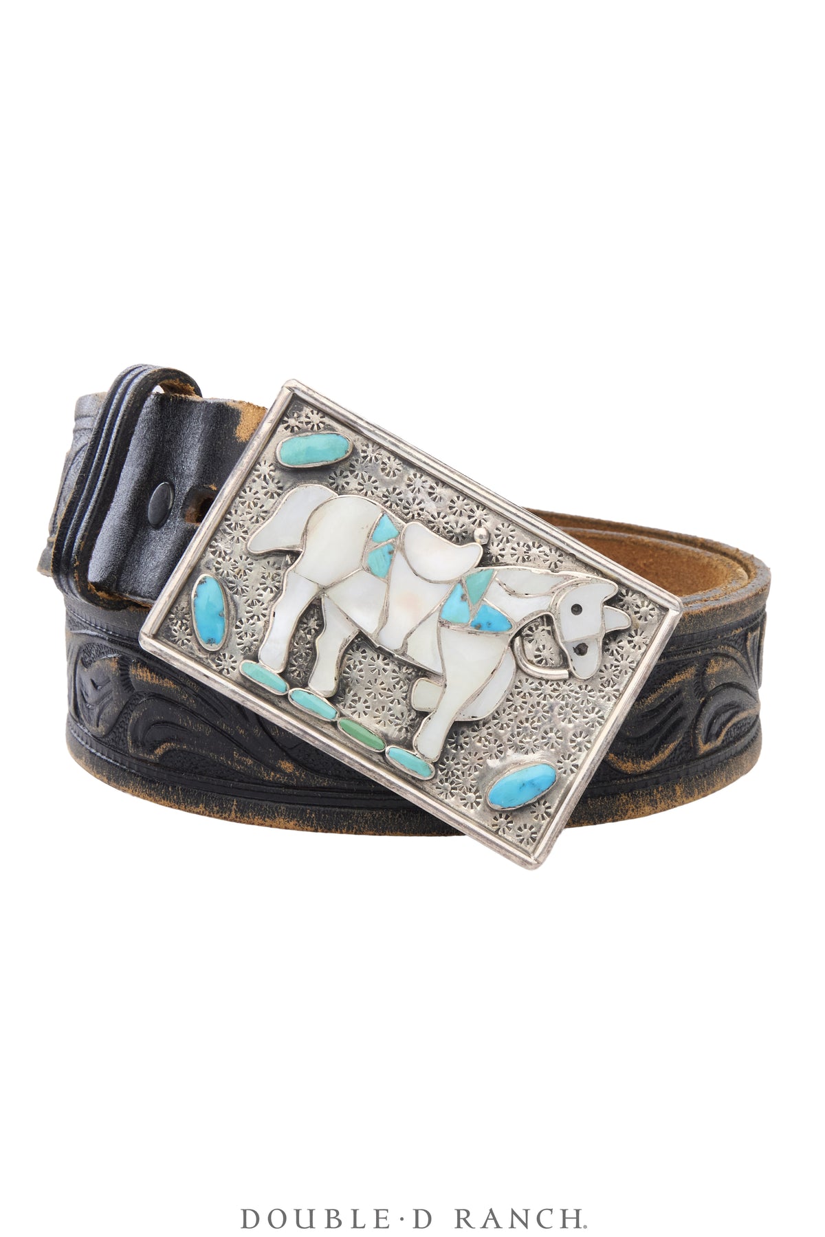 Belt, A Vintage, Buckle, Inlay, Horse, Nora Leekity Hallmark, Vintage, 1243