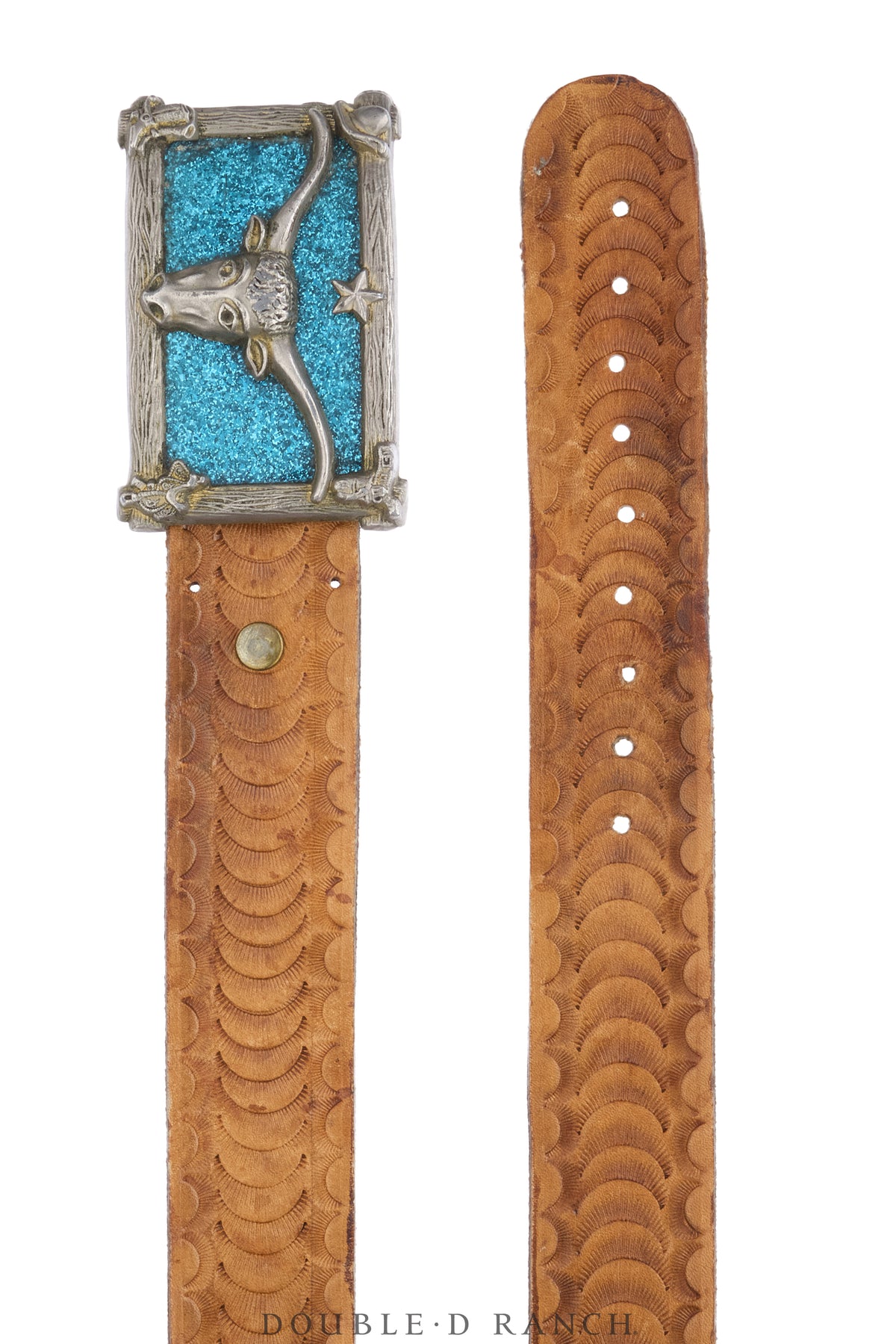 Belt, A Vintage, Buckle, Kitsch, Western, Glitter Enamel, Longhorn, Vintage, 1244
