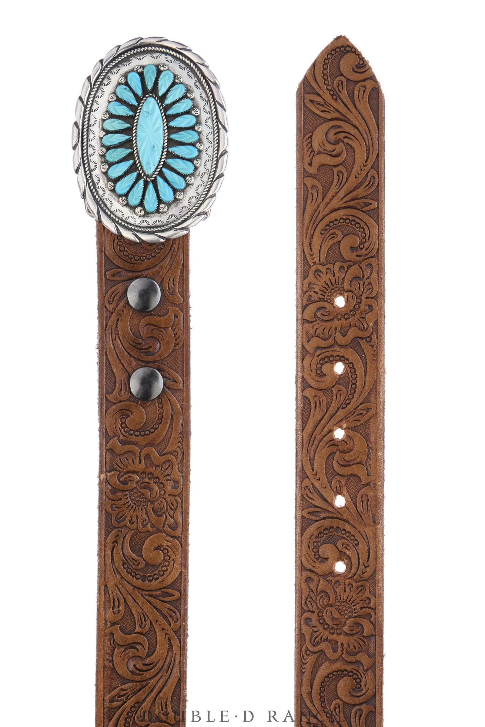 Belt, A Vintage, Concho, Cluster, Turquoise, Hand-Carved Stones, Eustace Hallmark, Vintage ‘50s, 1256