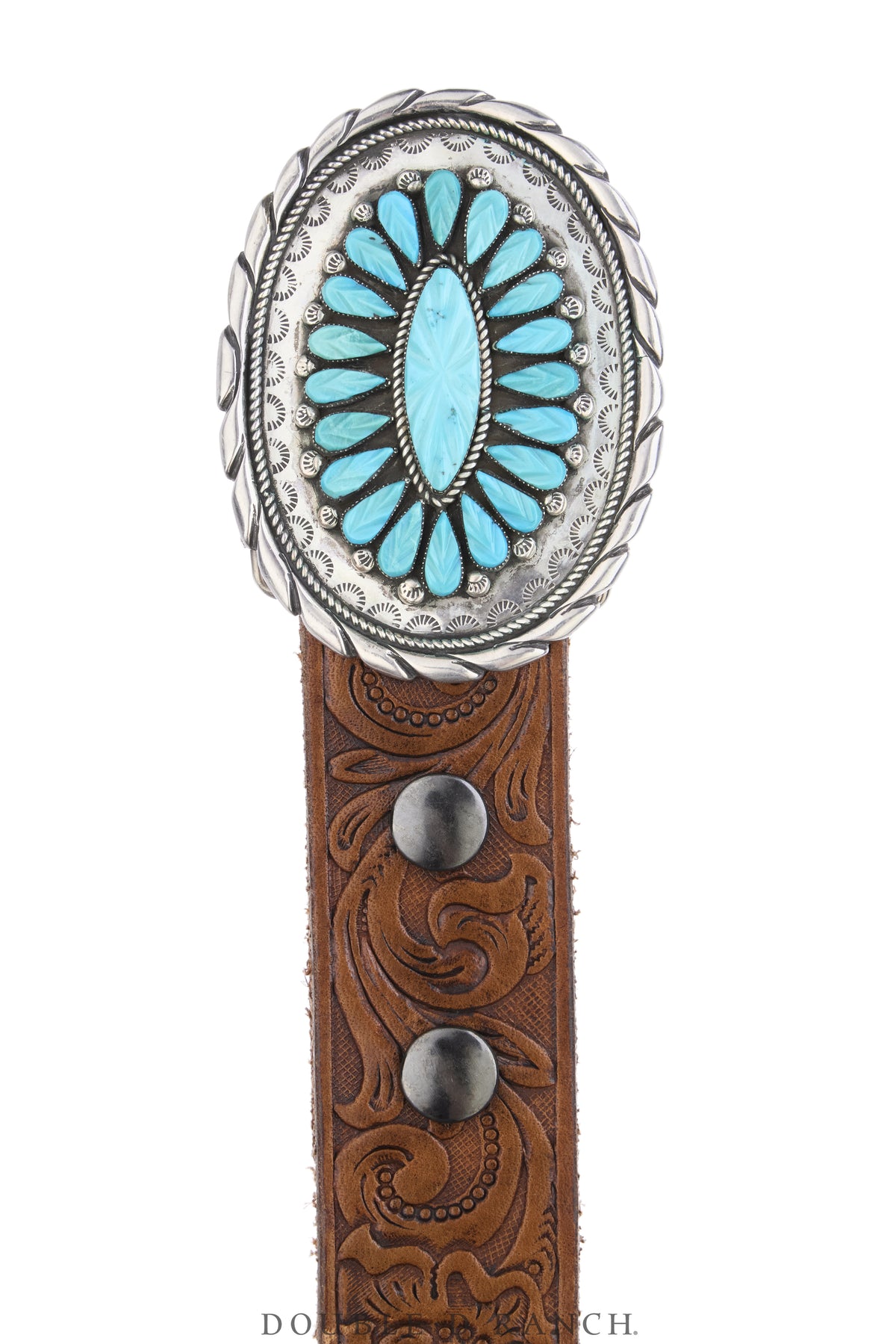 Belt, A Vintage, Concho, Cluster, Turquoise, Hand-Carved Stones, Eustace Hallmark, Vintage ‘50s, 1256