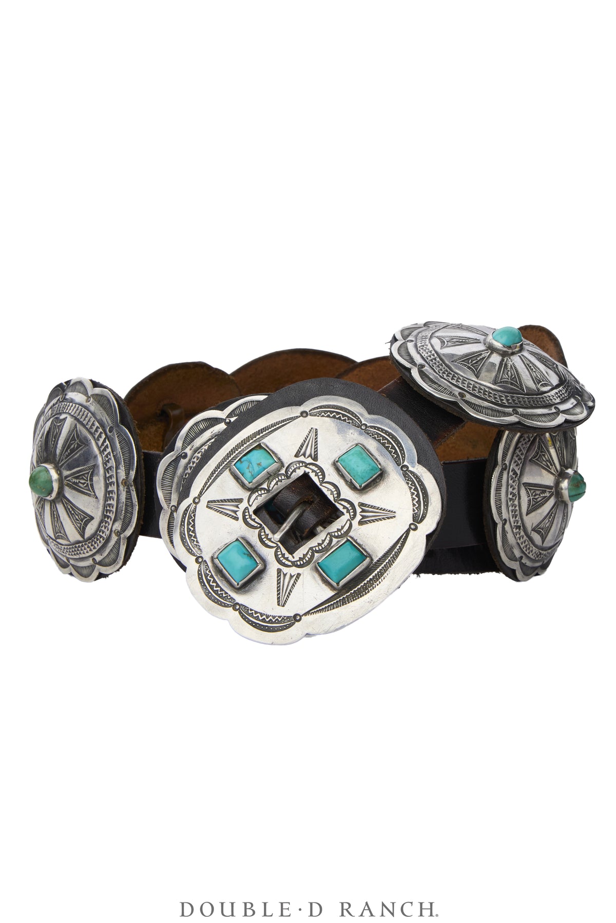 Belt, A Vintage, Concho, Turquoise, 2nd Phase Style, Vintage, 1308